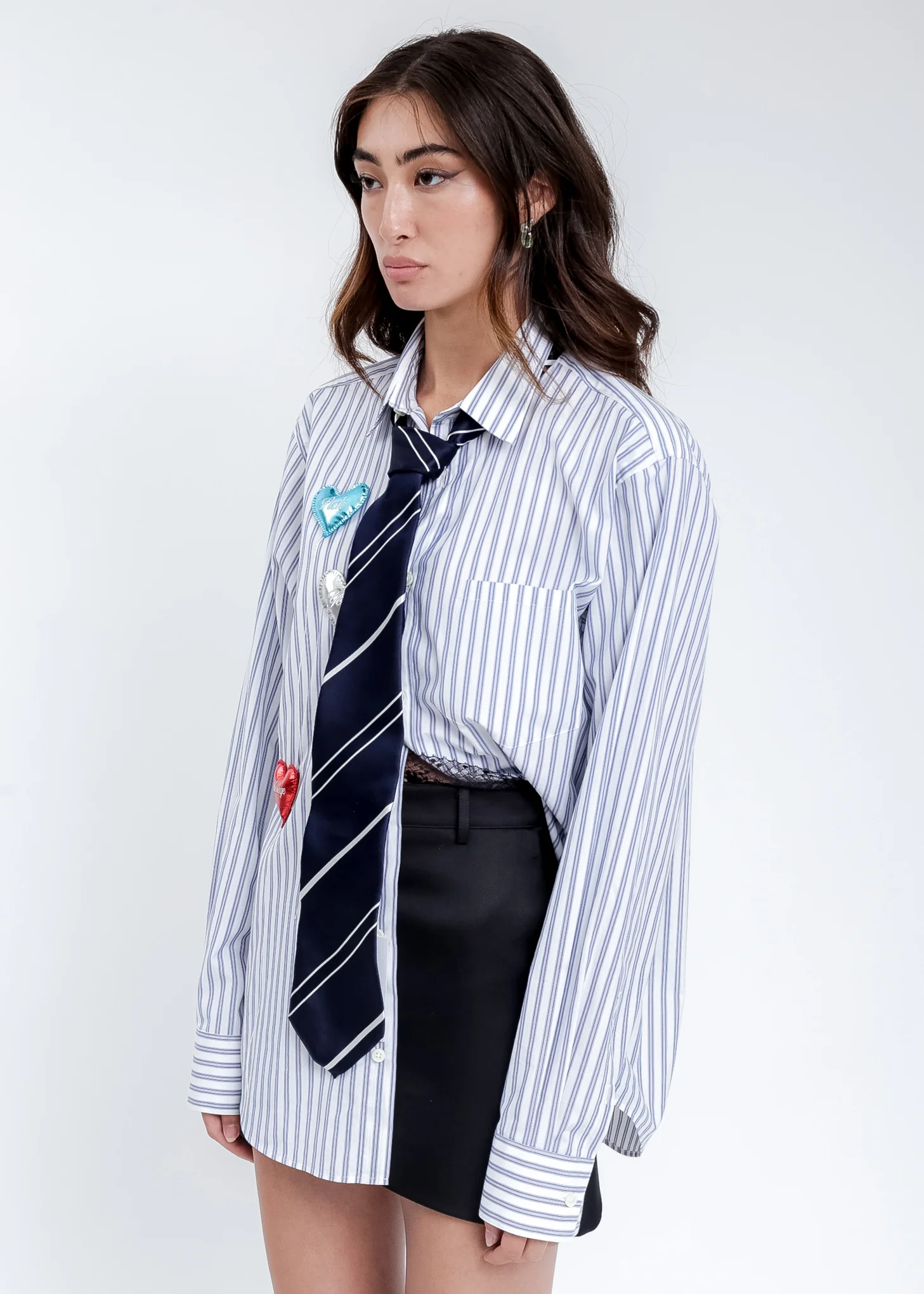 Navy Shape Memory Stripe Necktie