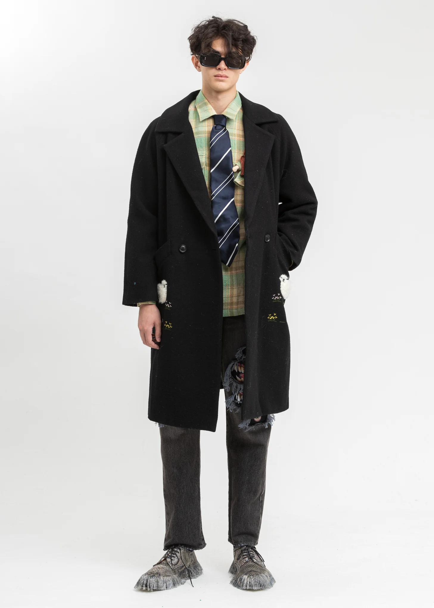 Navy Shape Memory Stripe Necktie - Image 6