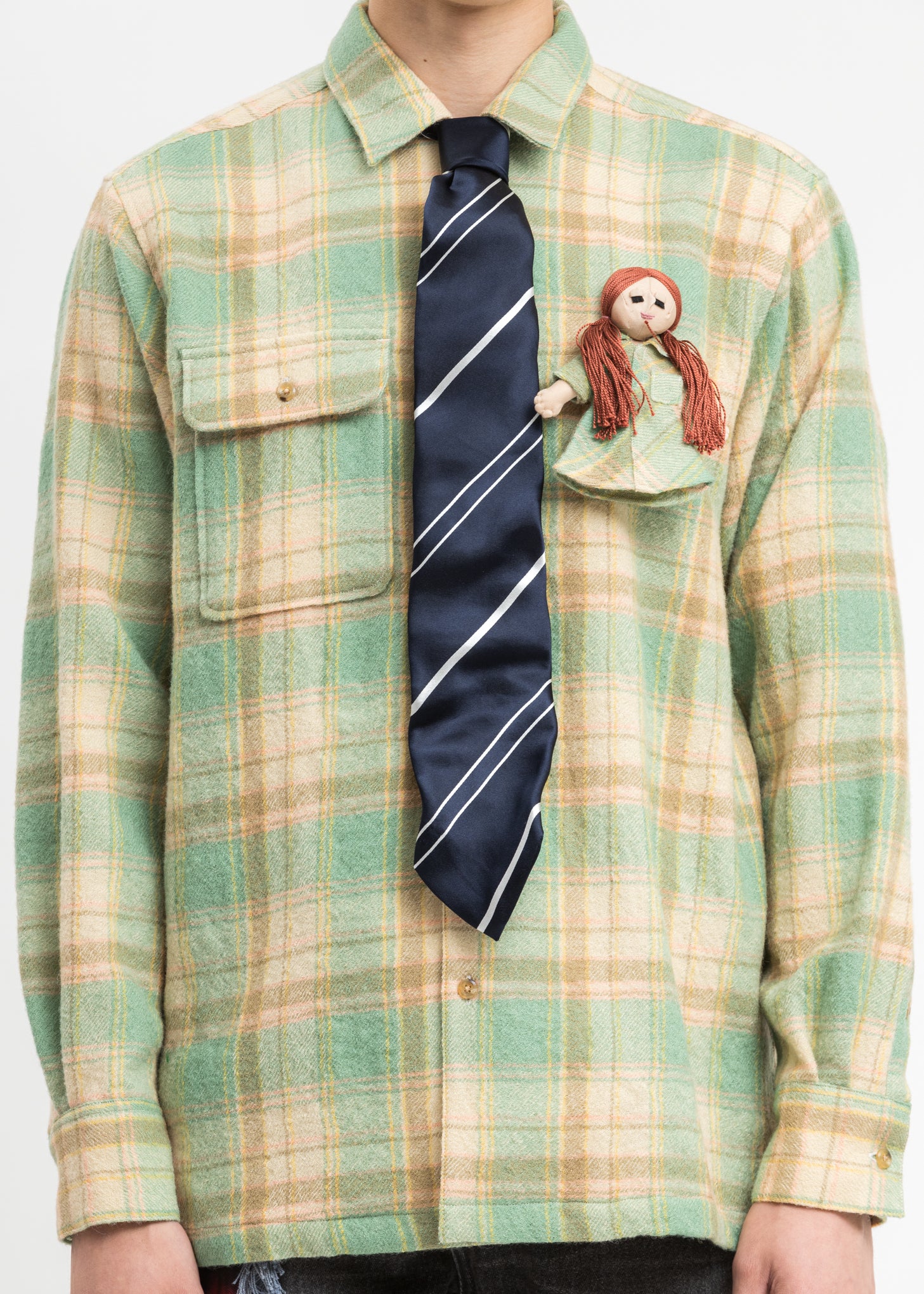 Navy Shape Memory Stripe Necktie - Image 2