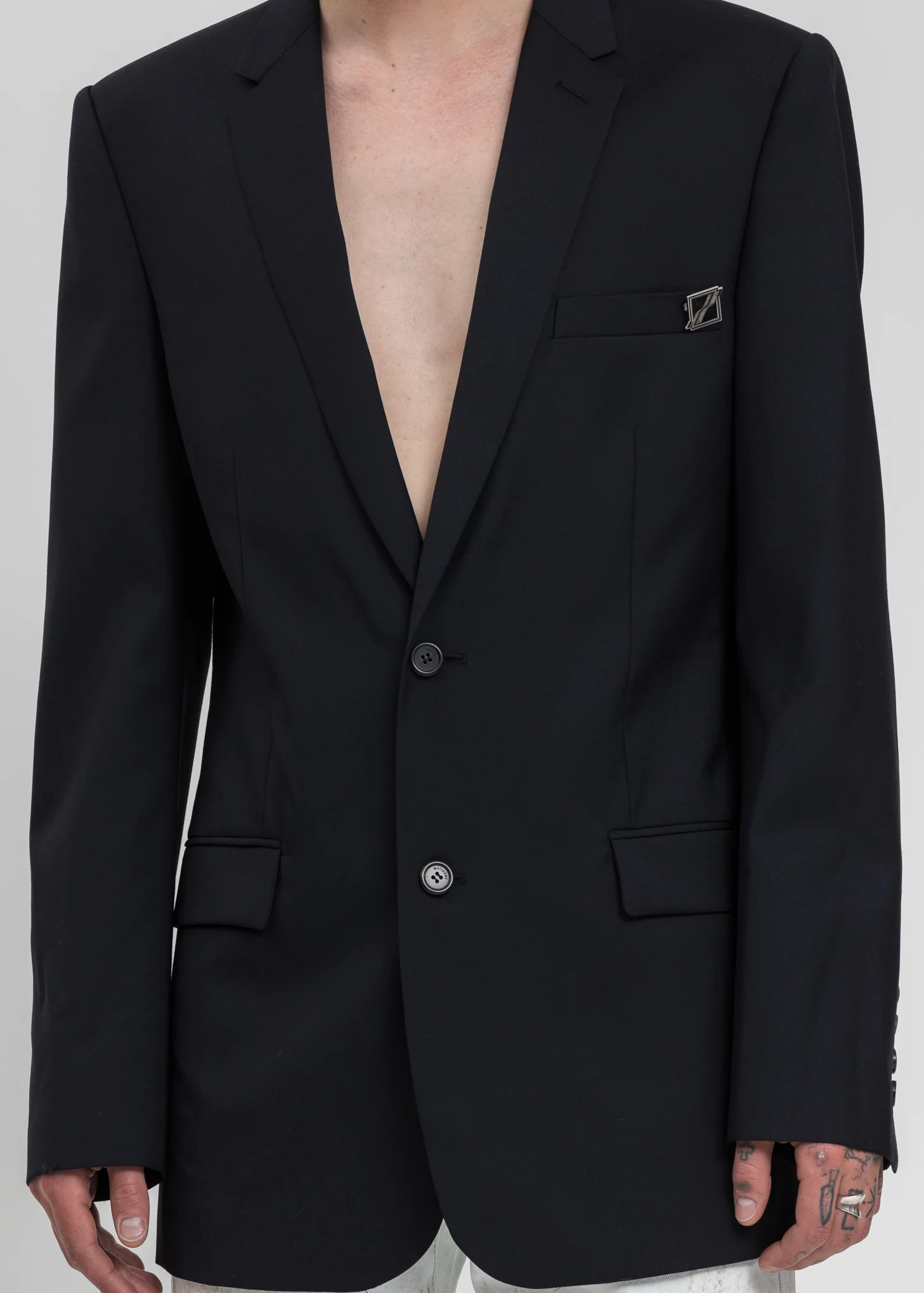 Navy Single Breasted Blazer - Image 2