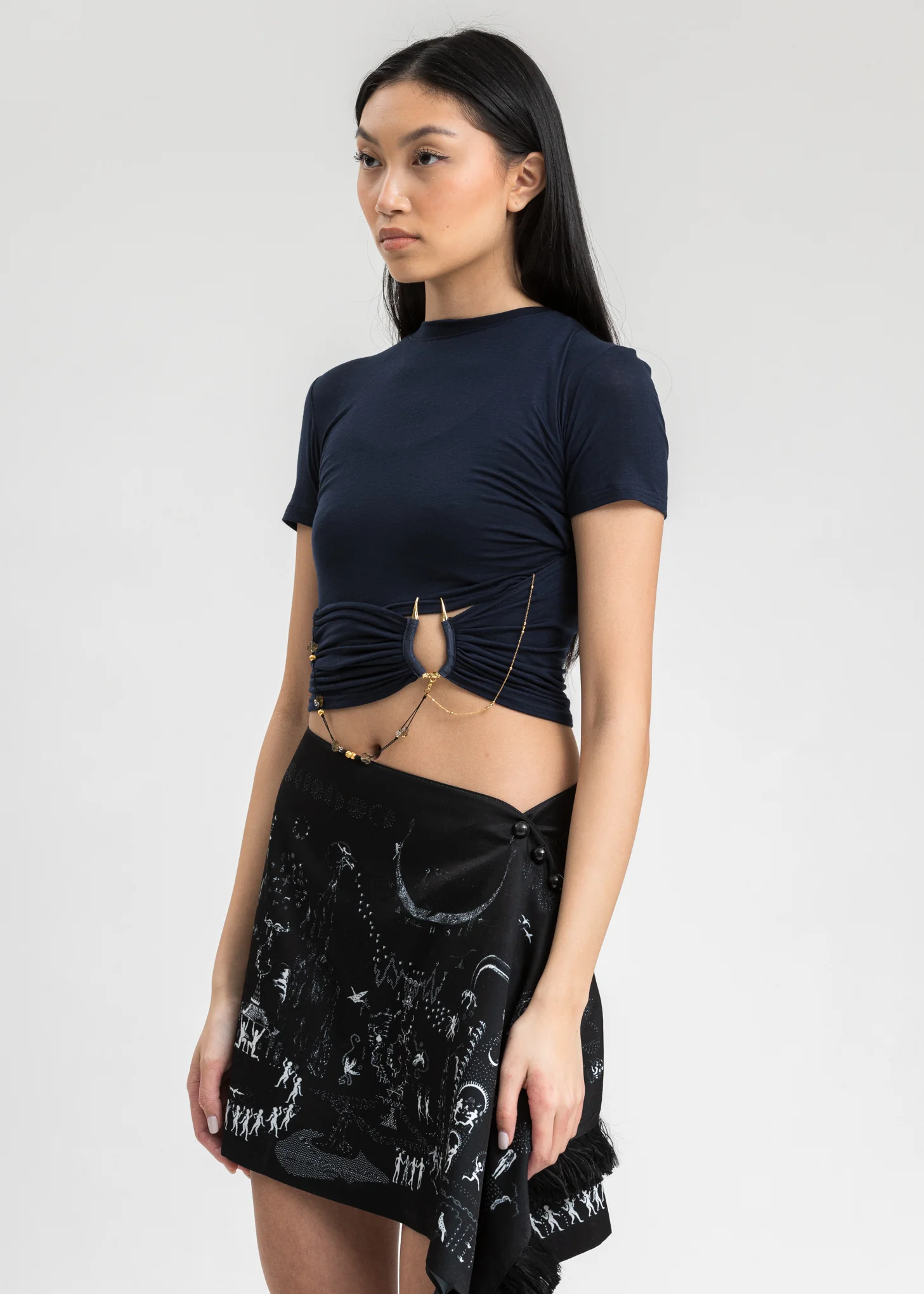 Navy Som Shirring Top - Image 3