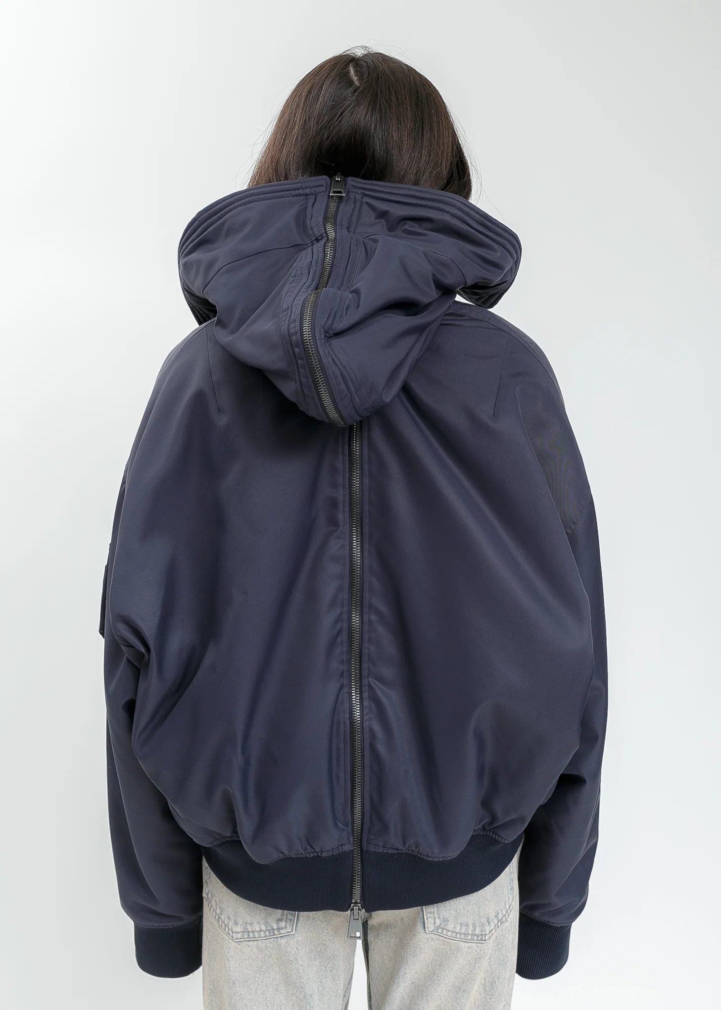 Navy Split Bomber Jacket - Image 4