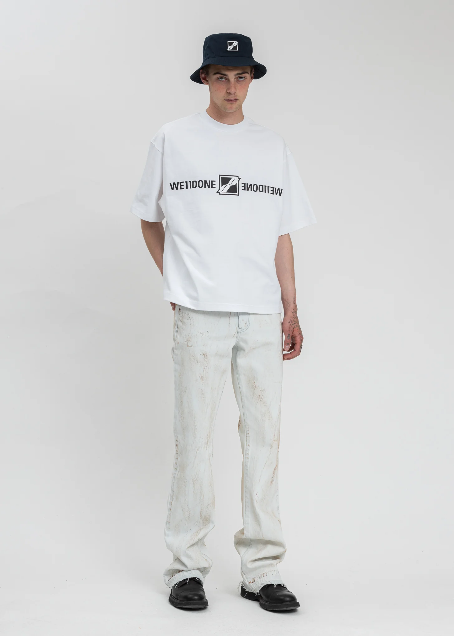 Navy Square Logo Bucket Hat - Image 4