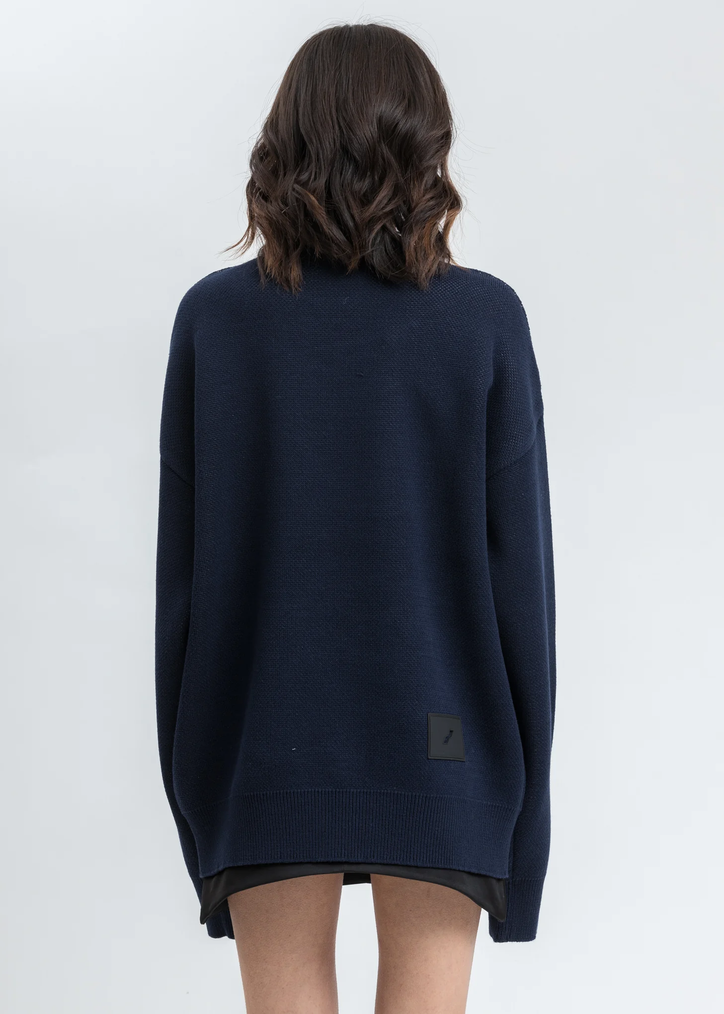 Navy Square Logo Jacquard Knit Pull Over - Image 2