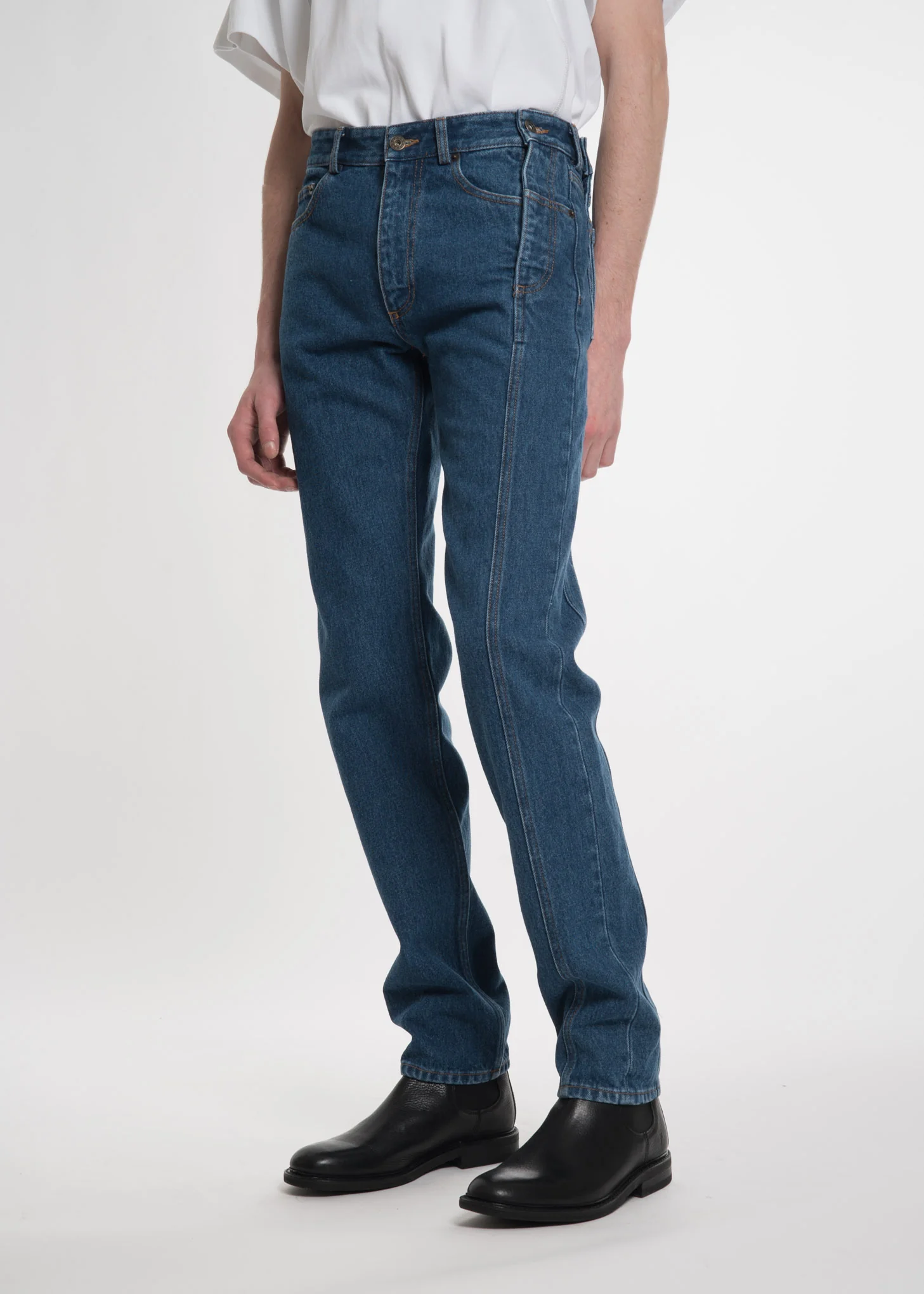 Navy Stonewash Multi Zips Jeans