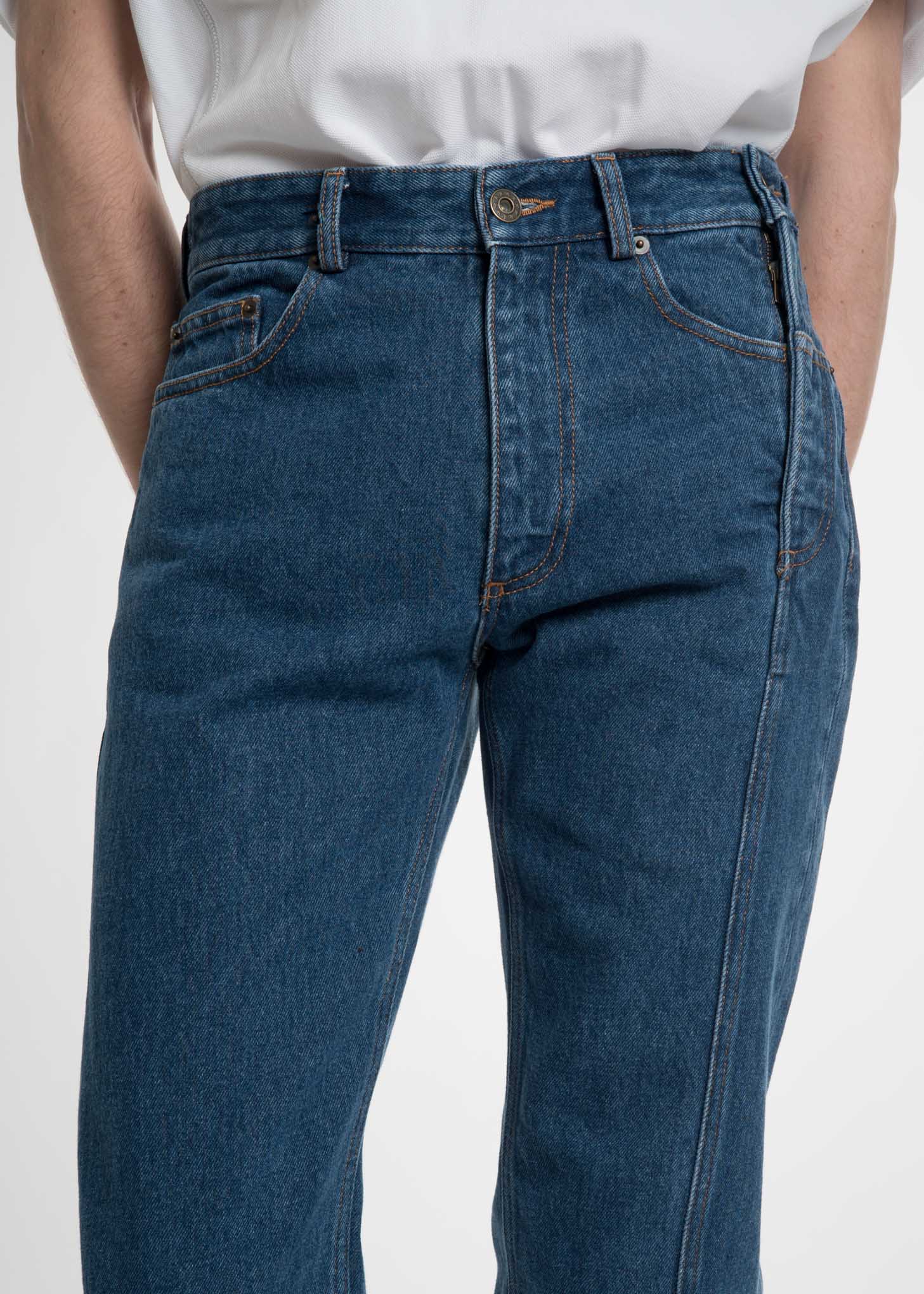 Navy Stonewash Multi Zips Jeans - Image 7