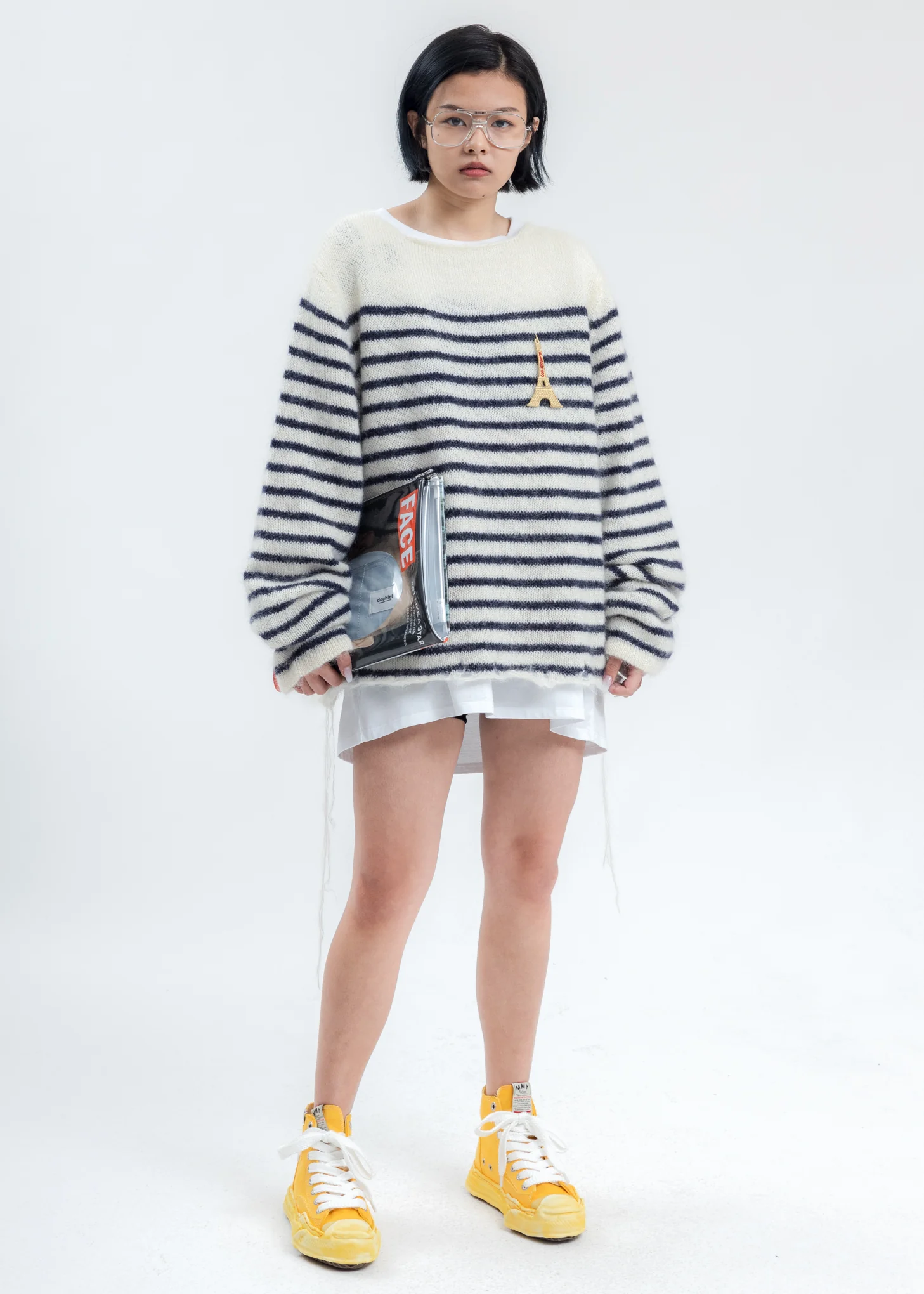 Navy Stripes French Border Mohair Pullover - Image 5
