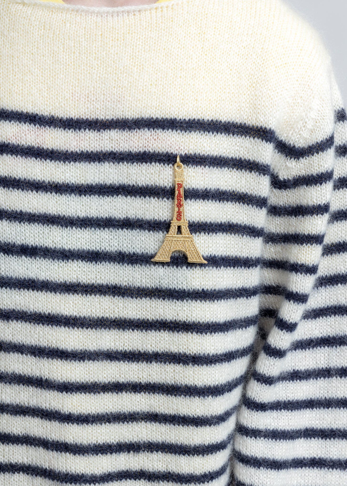 Navy Stripes French Border Mohair Pullover - Image 3