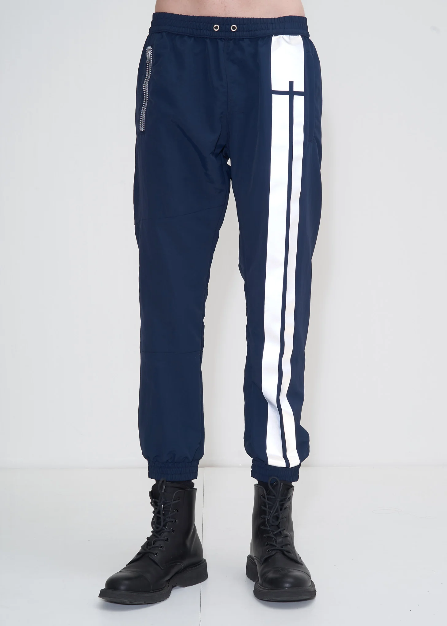 Navy Nylon Track Pant - Image 2