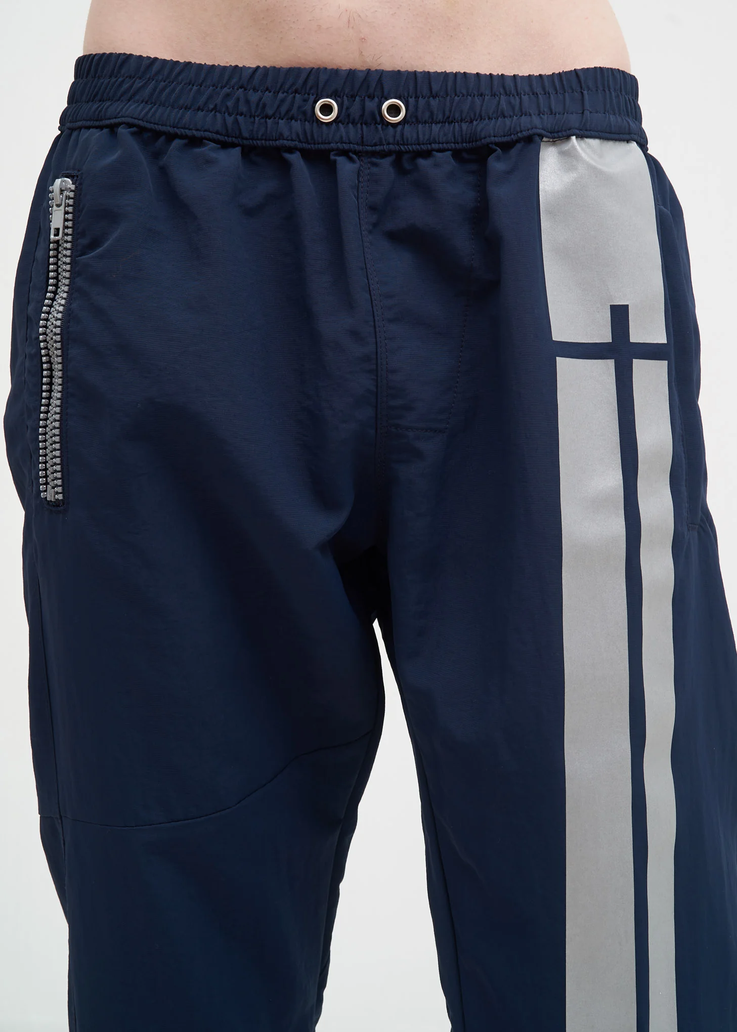Navy Nylon Track Pant - Image 5