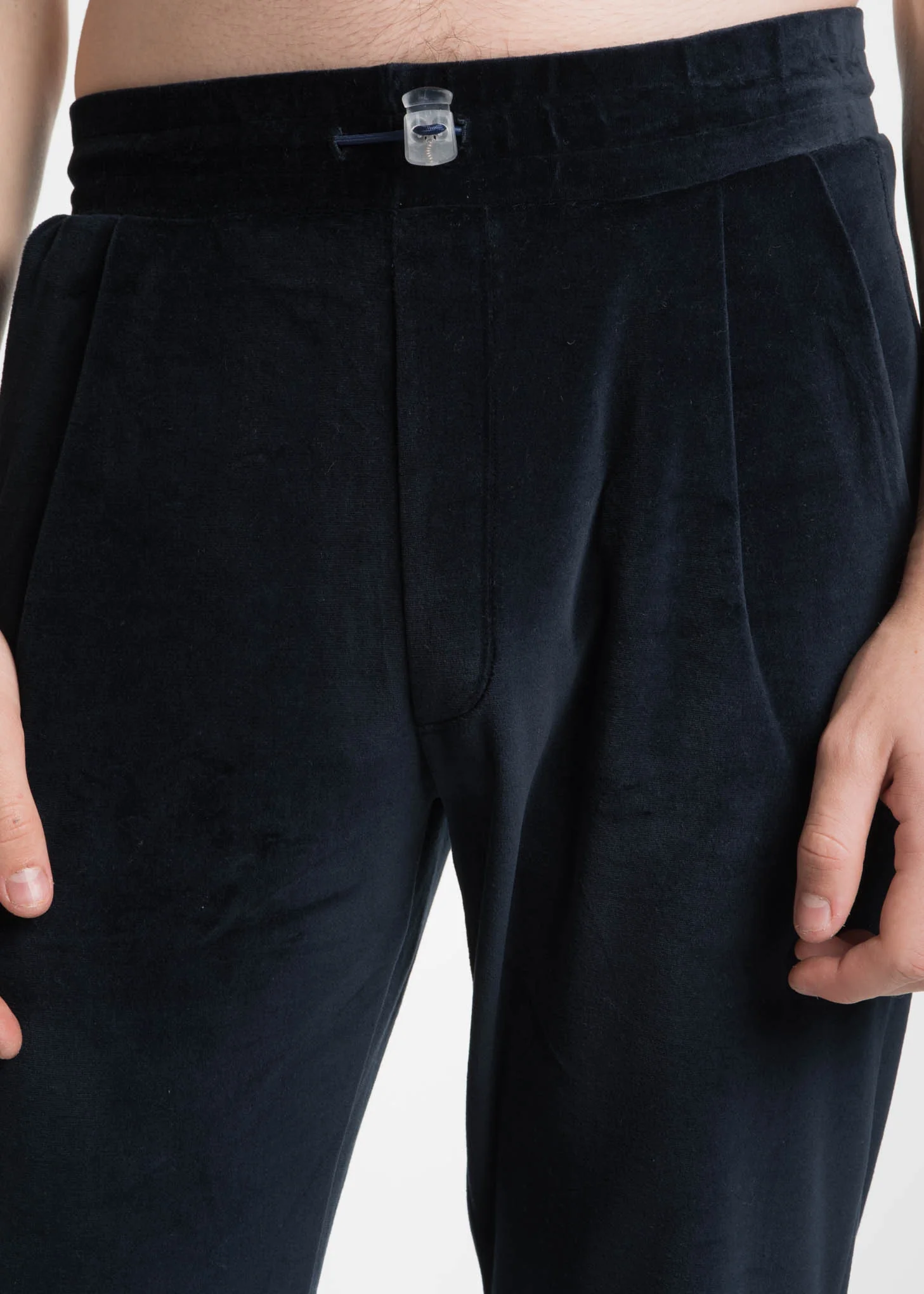 Navy Velour Jogging Pants - Image 3