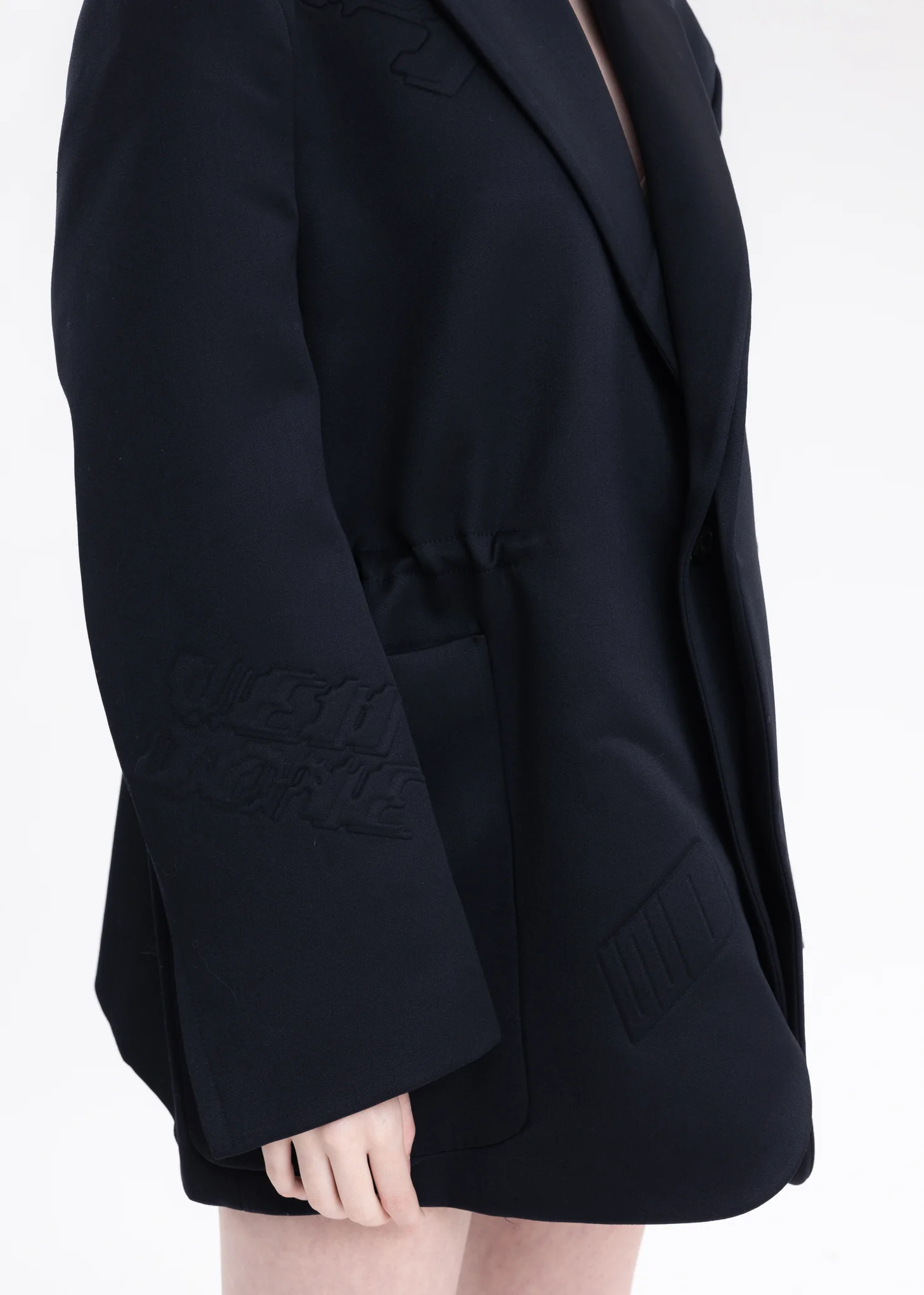 NAVY WAIST STRING JACKET WITH EMBO DECORATION - Image 5