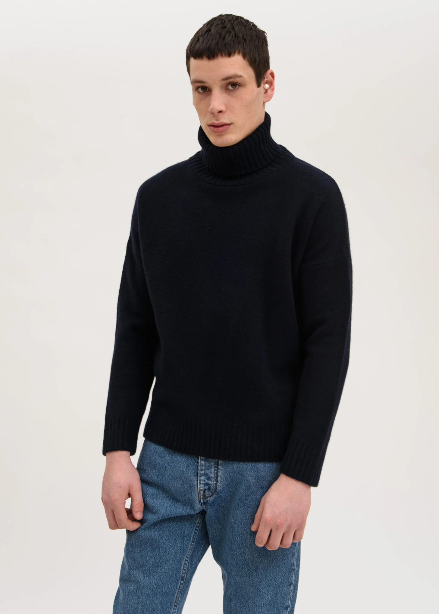 Navy Windy Knit Turtleneck