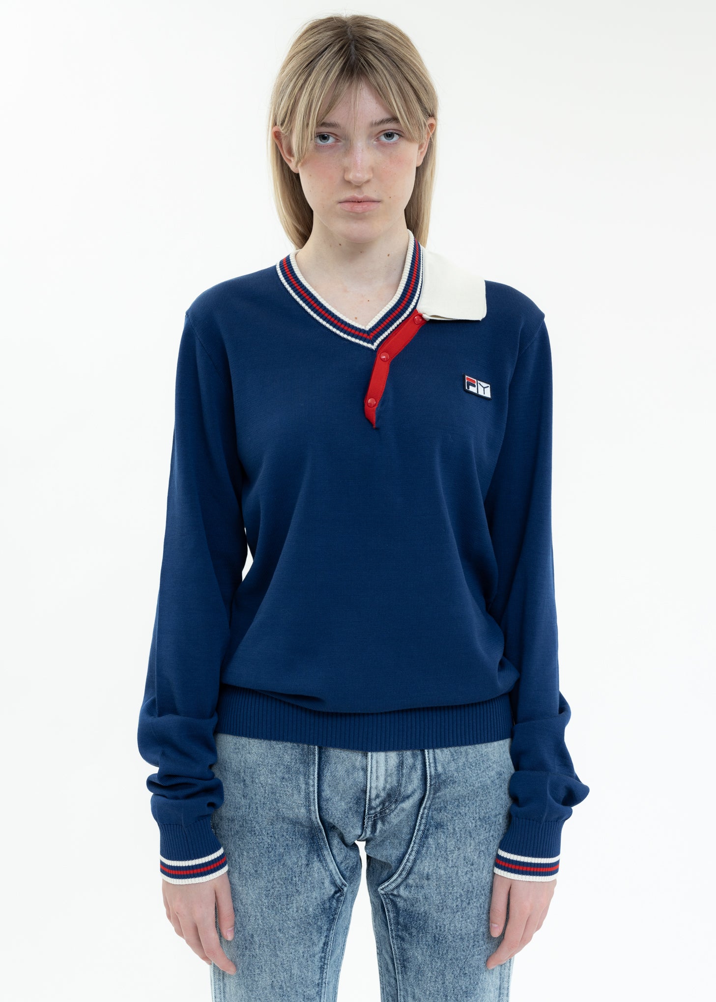 Navy Y/PROJECT X FILA DOUBLE COLLAR Polo - Image 2