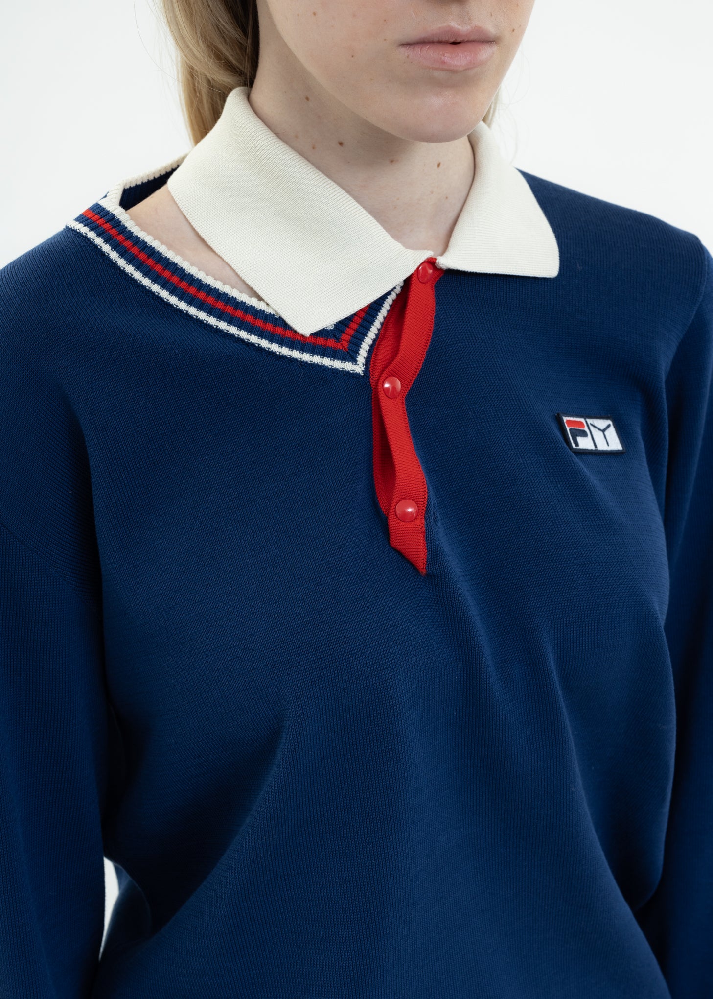 Navy Y/PROJECT X FILA DOUBLE COLLAR Polo - Image 4