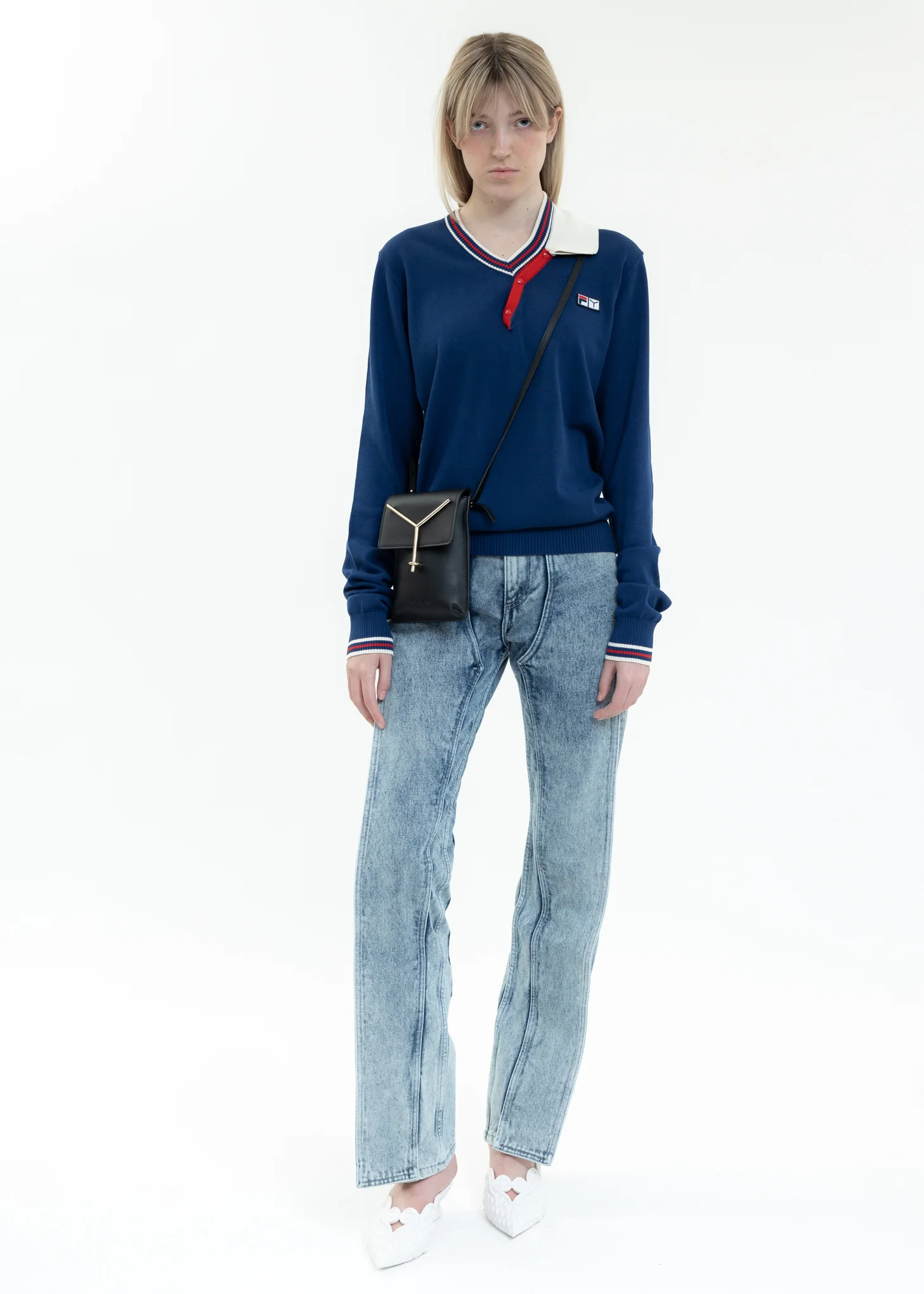 Navy Y/PROJECT X FILA DOUBLE COLLAR Polo - Image 9