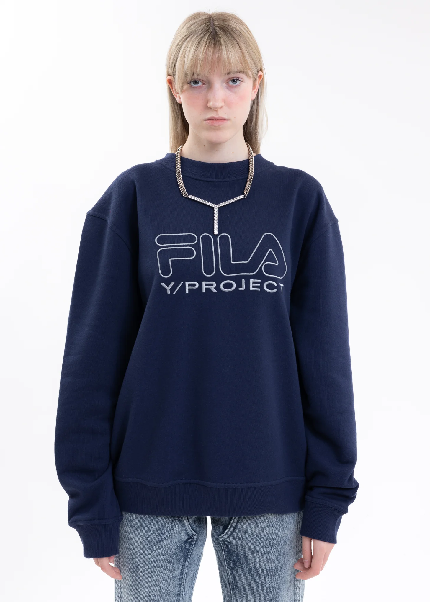 Navy Y/PROJECT X FILA THREE COLLAR Sweater - Image 7
