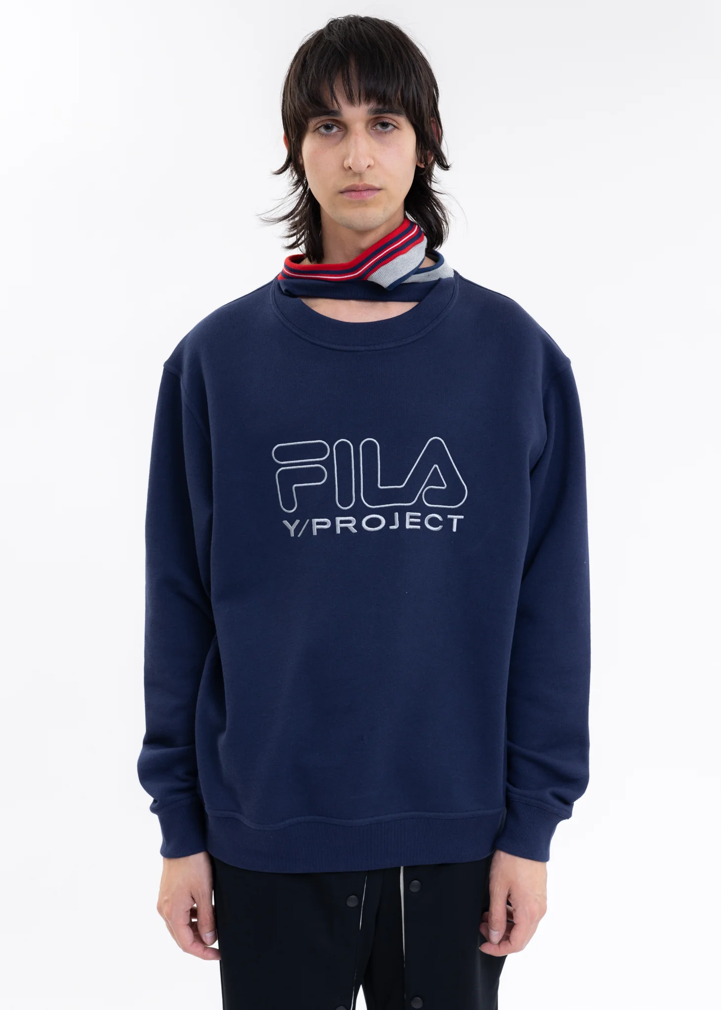 Navy Y/PROJECT X FILA THREE COLLAR Sweater