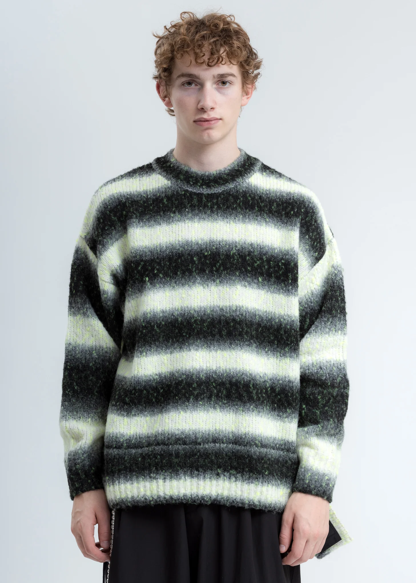 Neon and Black Gradation Stripe Knit Sweater - Image 3