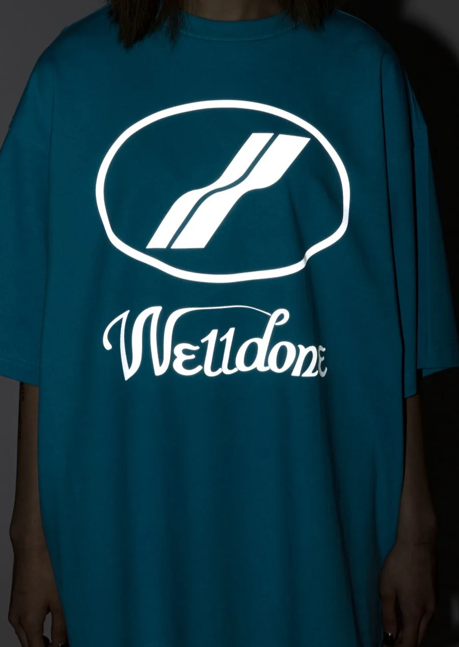 Neon Blue WE11DONE Reflective Logo T-Shirt - Image 4