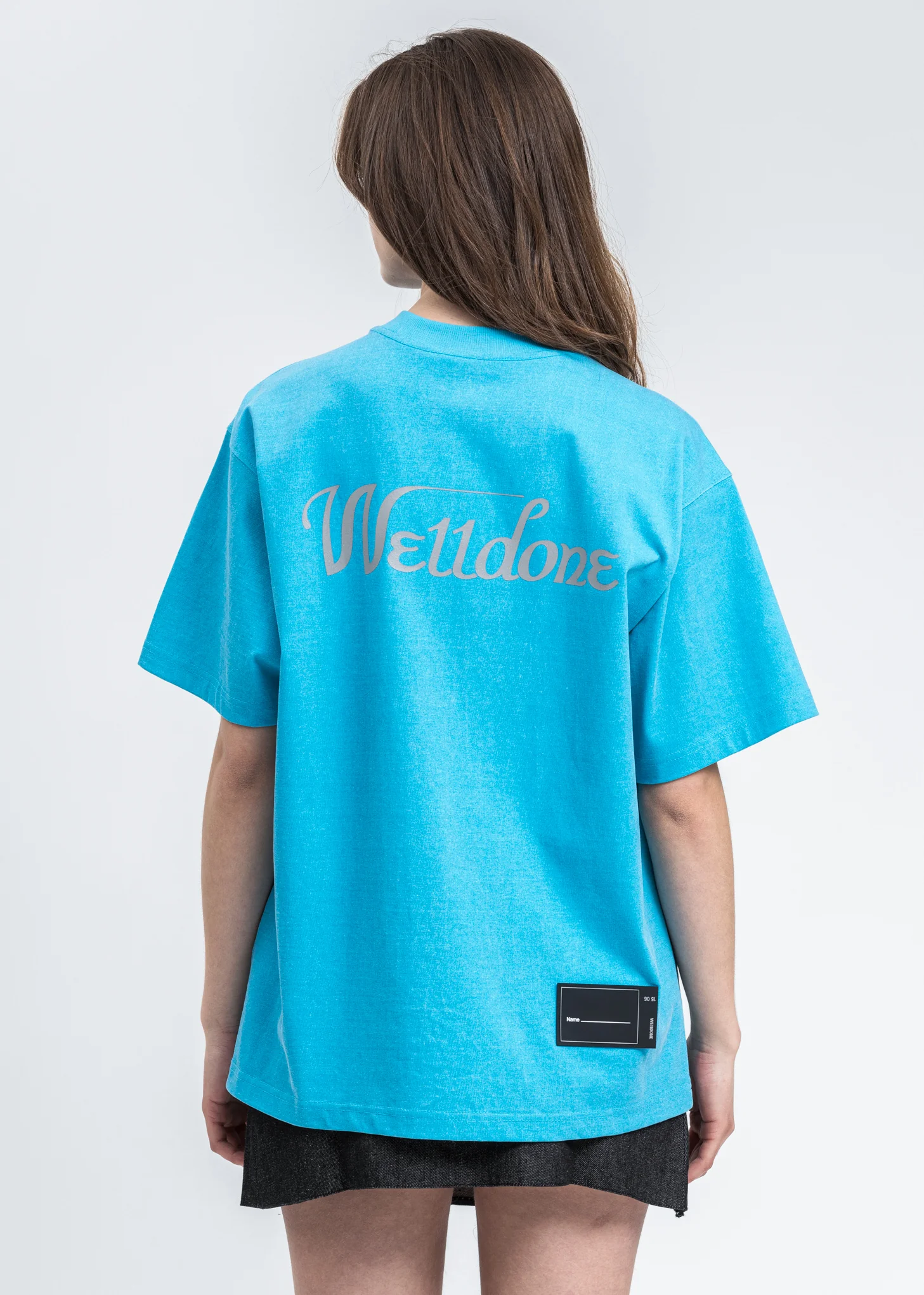 Neon Blue WE11DONE Reflective Logo T-Shirt - Image 6