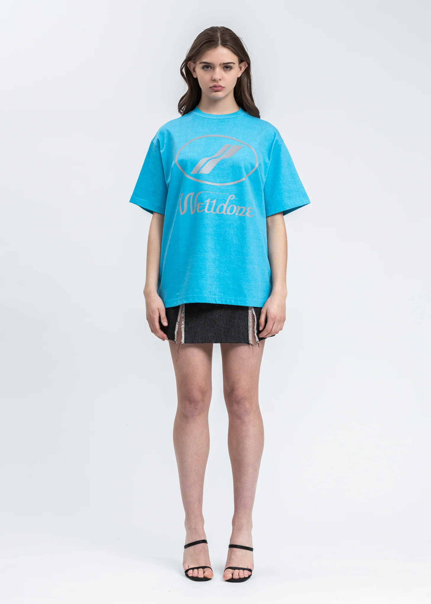 Neon Blue WE11DONE Reflective Logo T-Shirt - Image 7