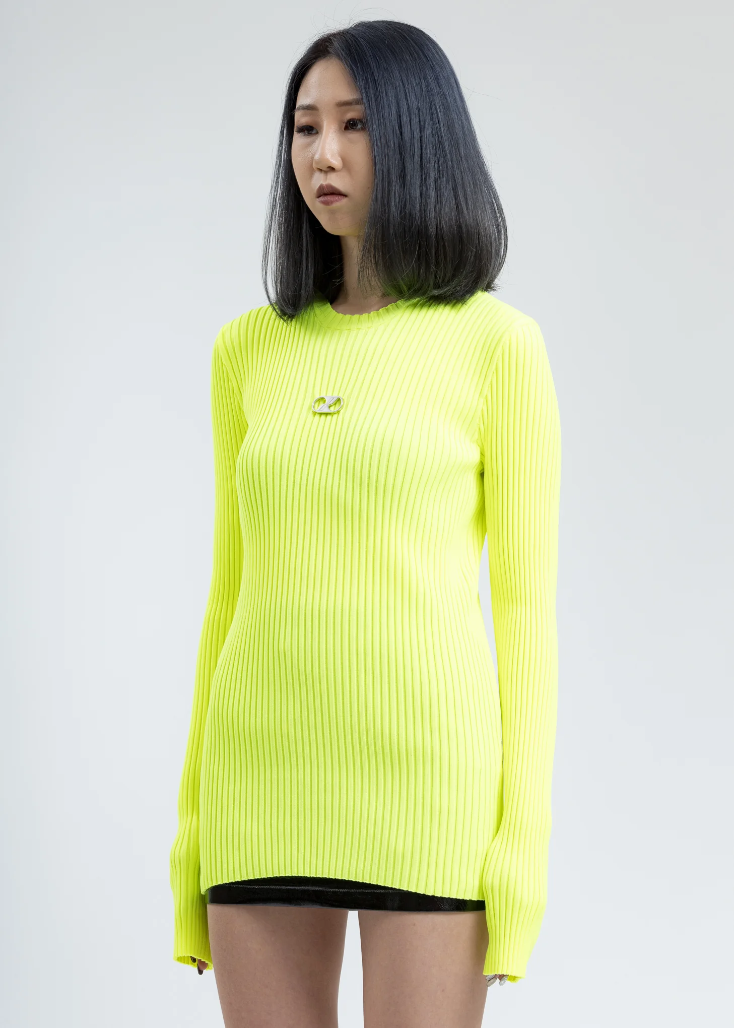 Neon Green Fitted Knit Top - Image 3