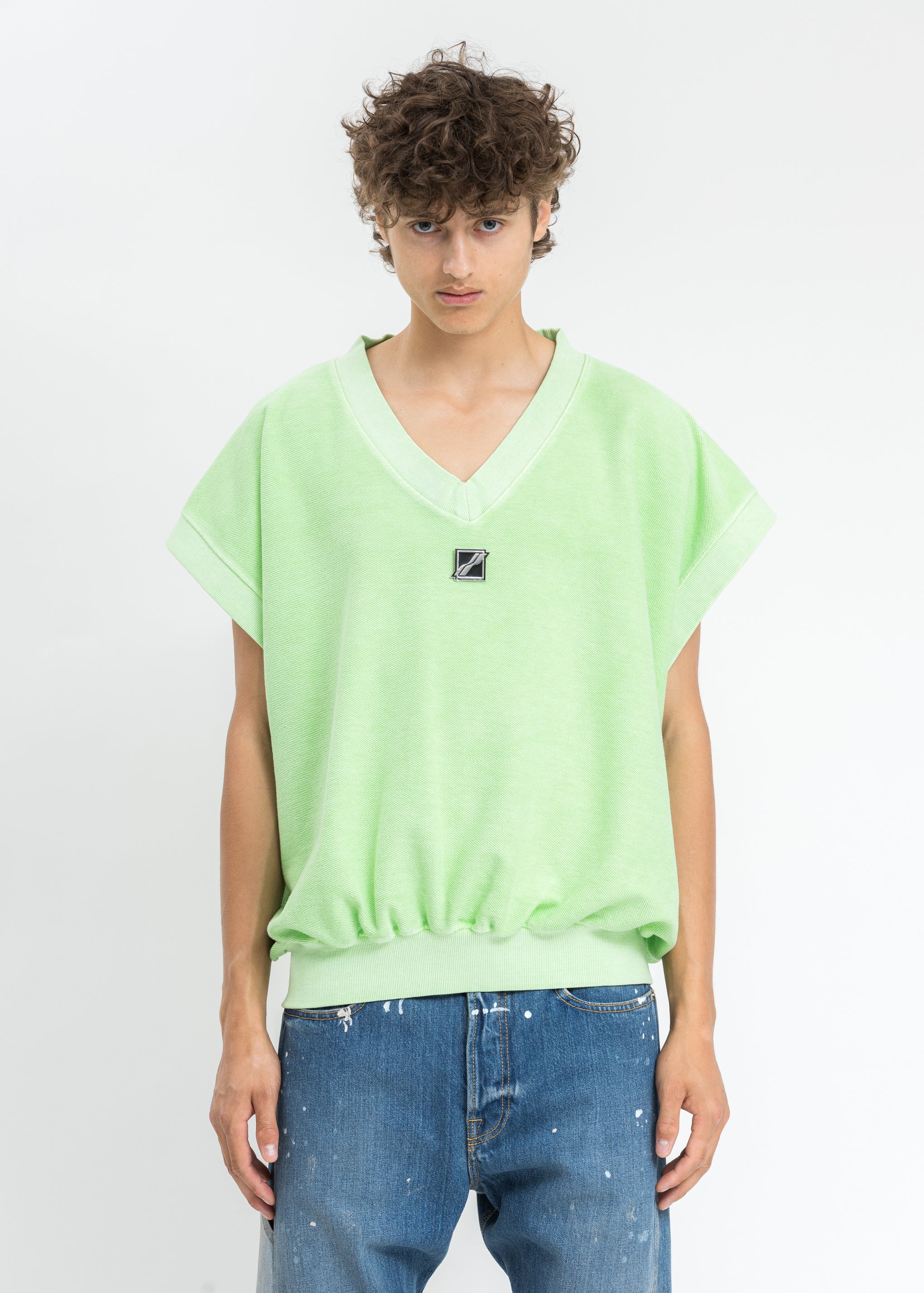 Neon Green Metal Logo Oversize Vest