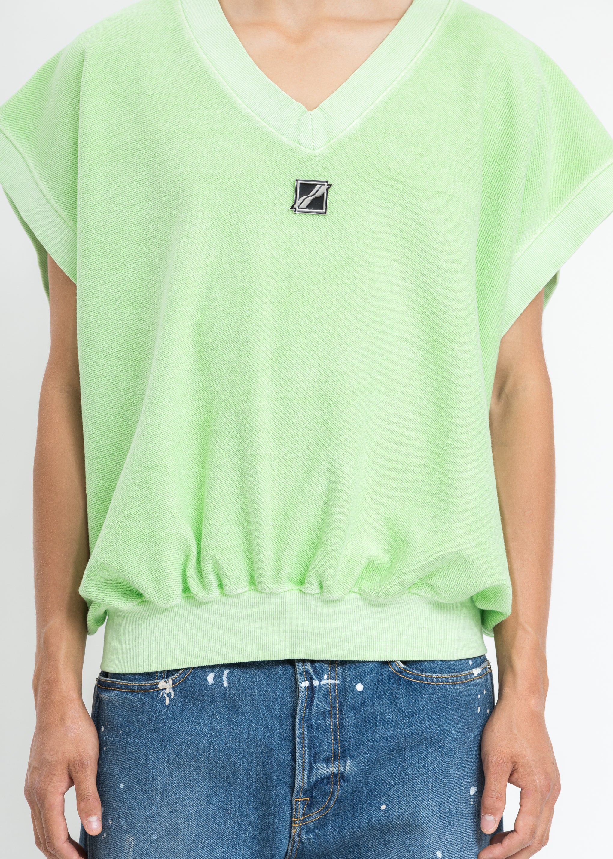 Neon Green Metal Logo Oversize Vest - Image 4