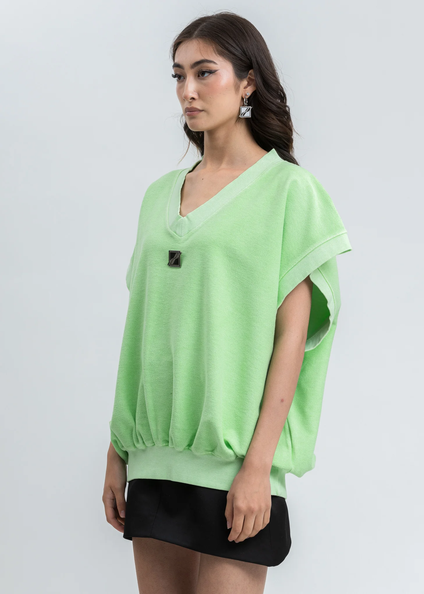 Neon Green Metal Logo Oversize Vest - Image 3