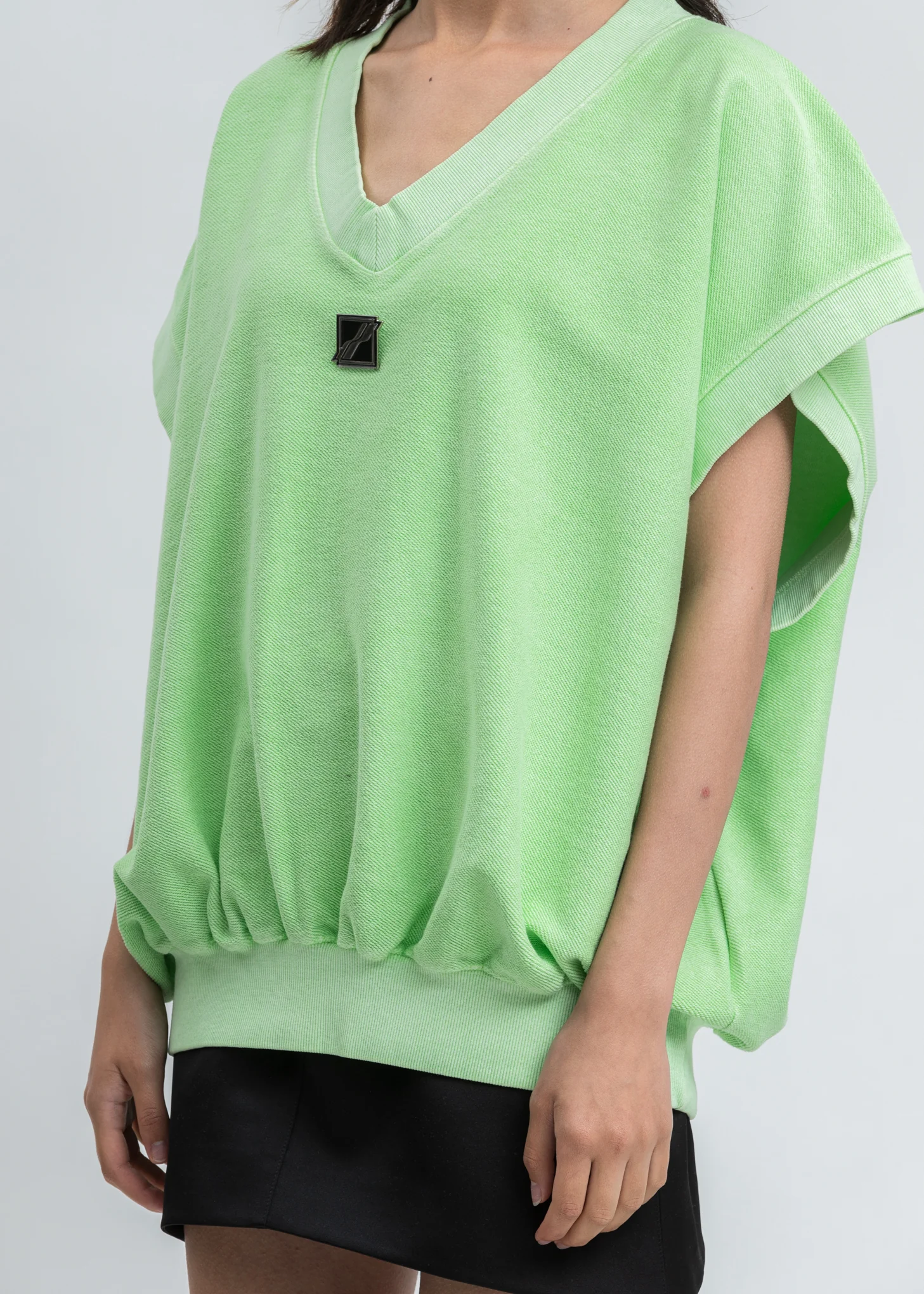 Neon Green Metal Logo Oversize Vest - Image 4