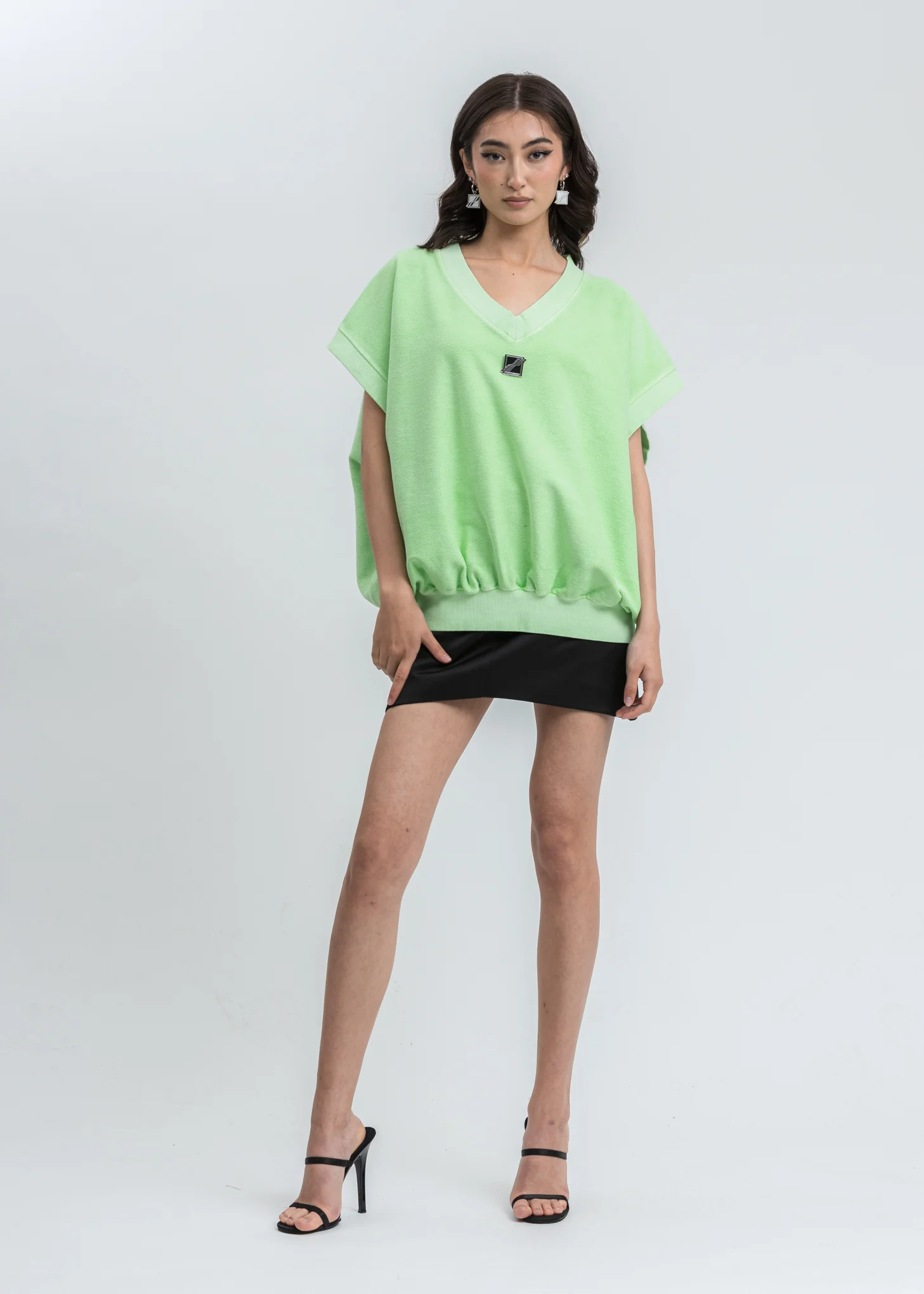 Neon Green Metal Logo Oversize Vest - Image 5