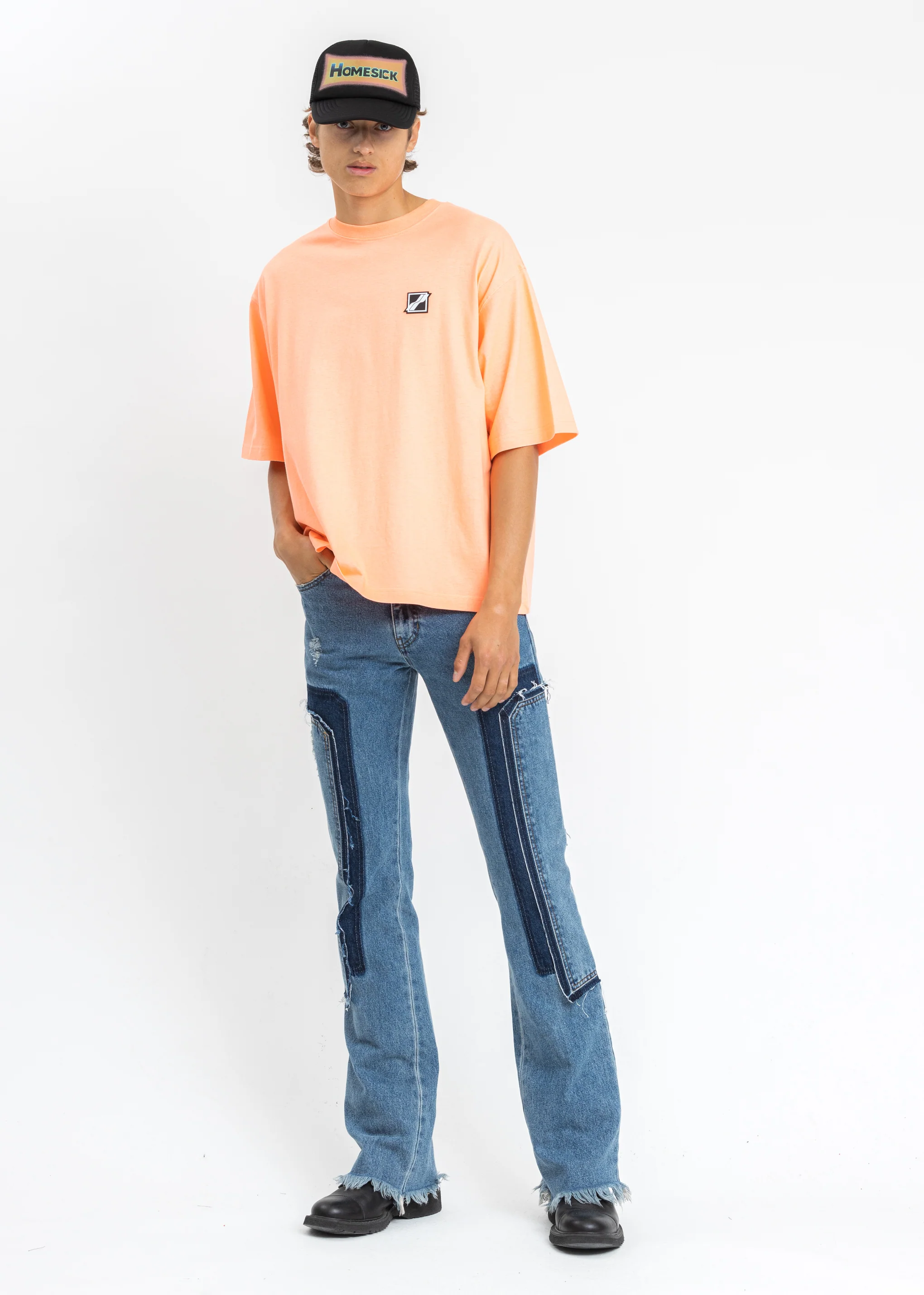 Neon Orange Homesick Mini Logo Patch T-Shirt - Image 6