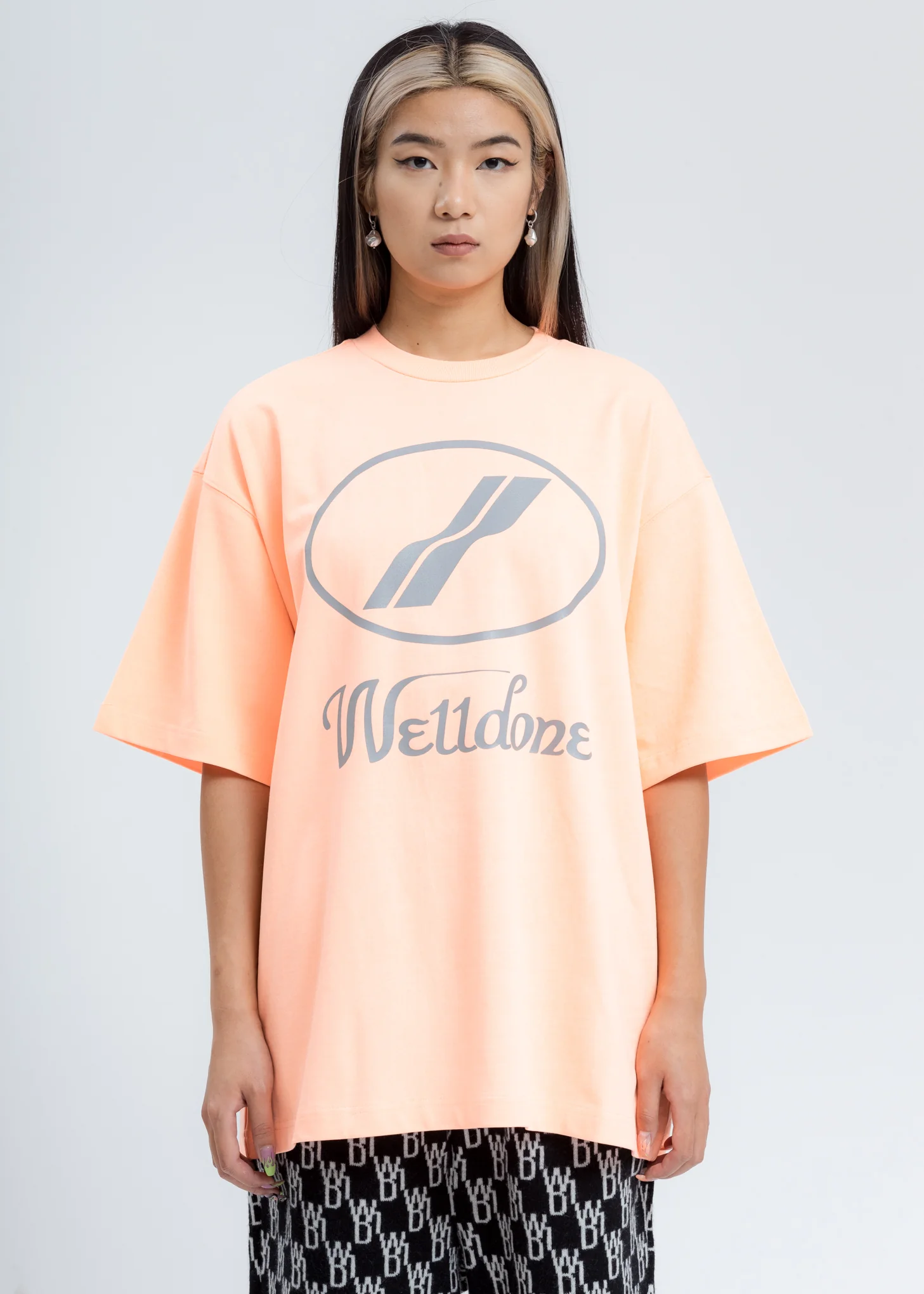 Neon Orange Reflective WE11DONE Logo T-Shirt
