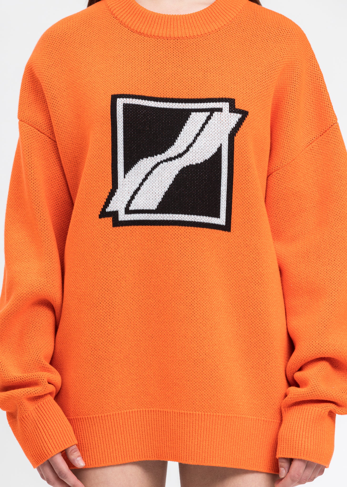 Neon Orange Square Logo JCQ Knit Pullover - Image 4