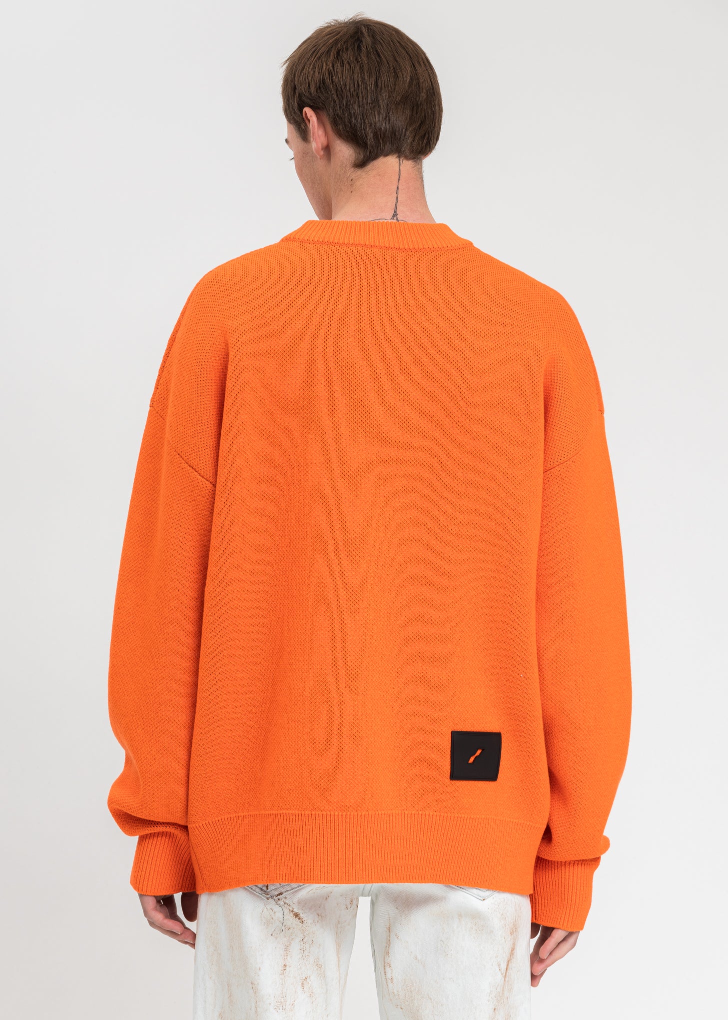Neon Orange Square Logo JCQ Knit Pullover - Image 3