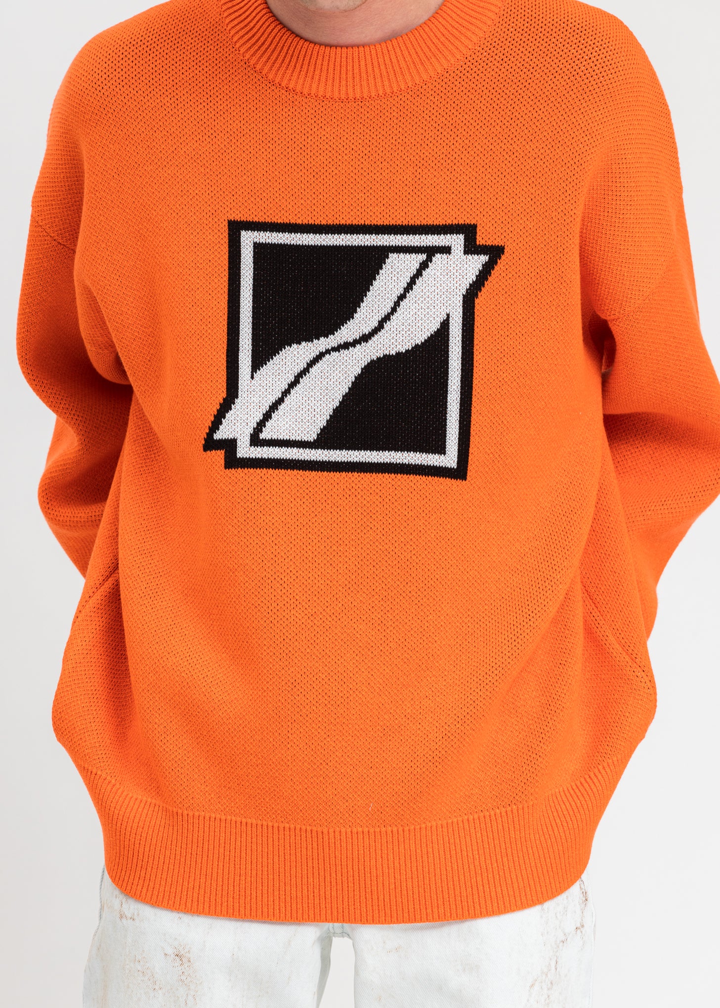 Neon Orange Square Logo JCQ Knit Pullover - Image 4