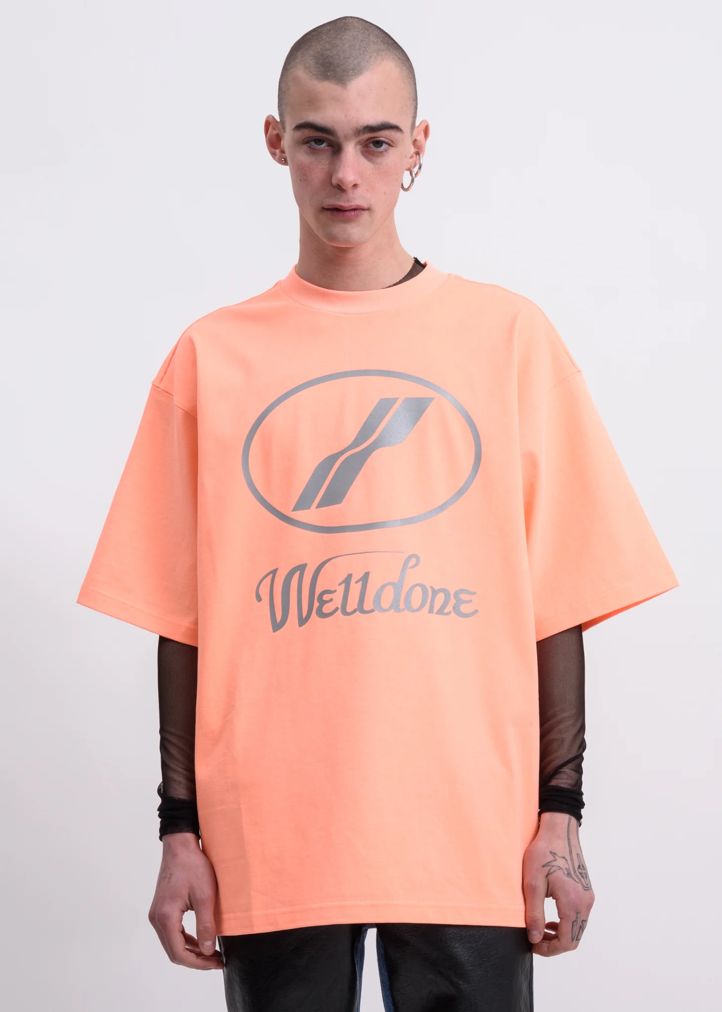 Neon Orange WE11DONE Reflective Logo T-Shirt
