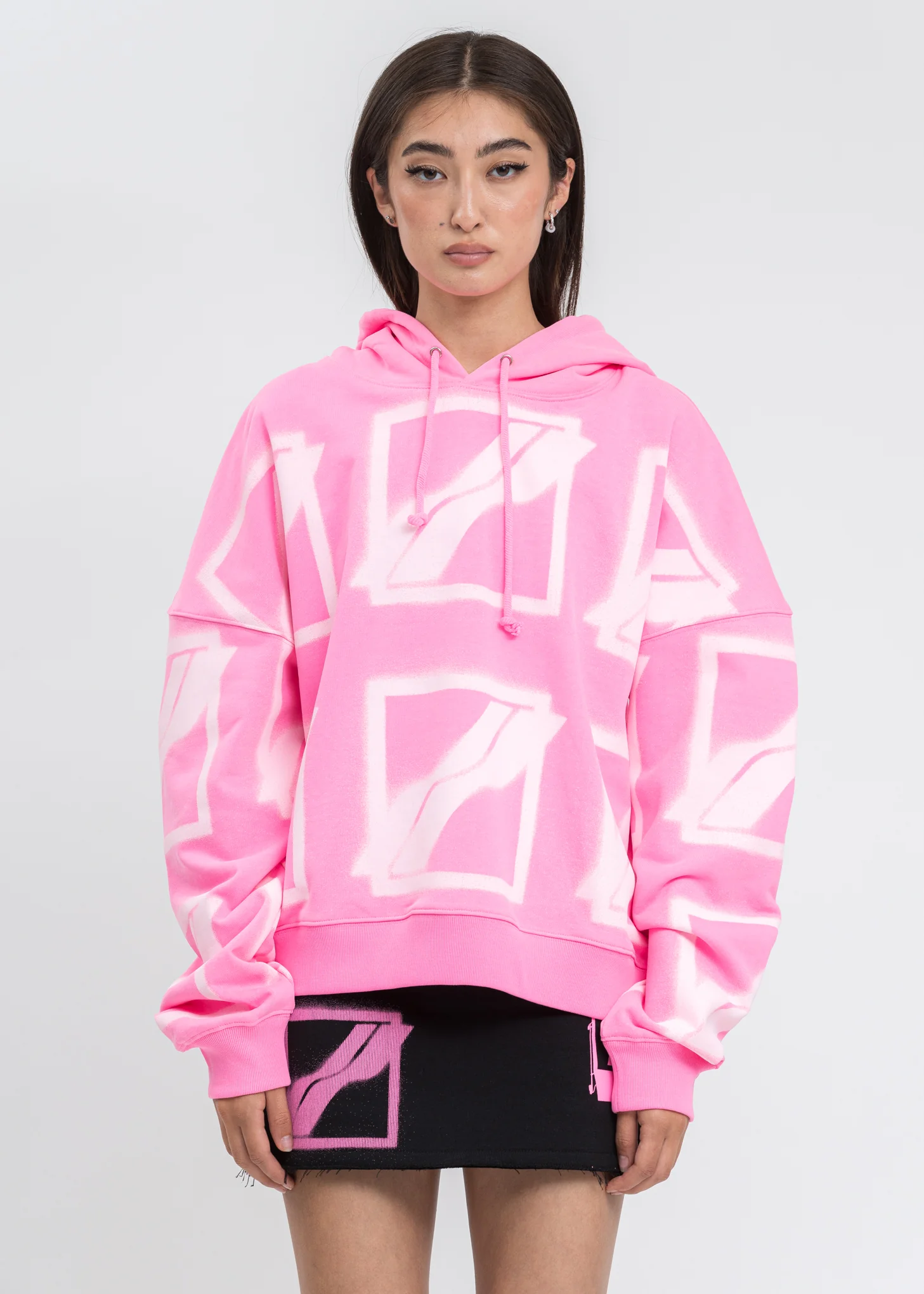 Neon Pink Big Logo All Over Hoodie