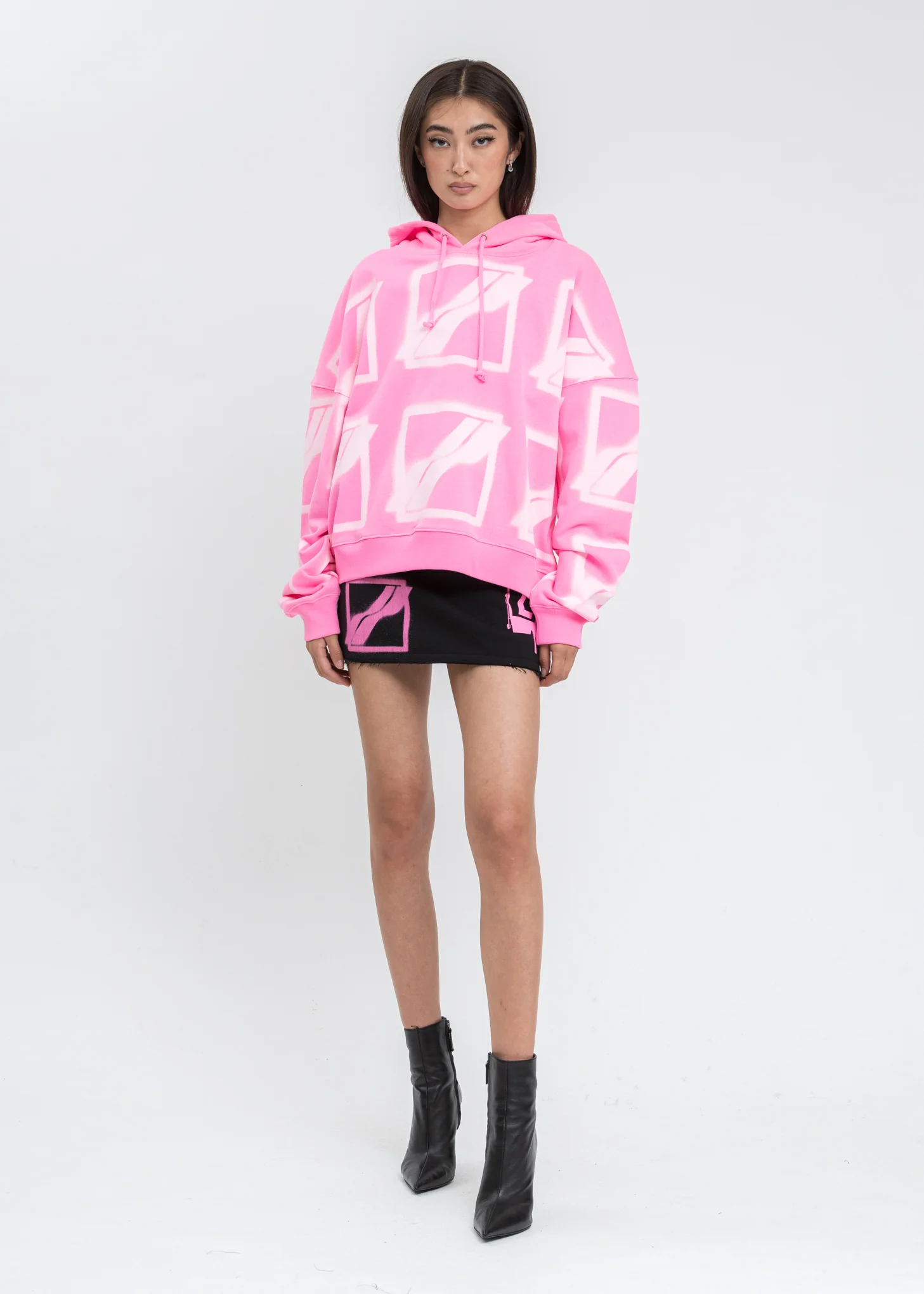 Neon Pink Big Logo All Over Hoodie - Image 5