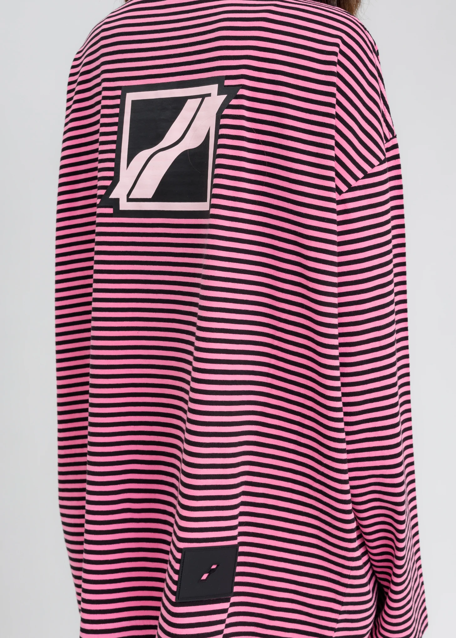 Neon Pink Logo Print Striped Zip-Up Long Sleeves - Image 4