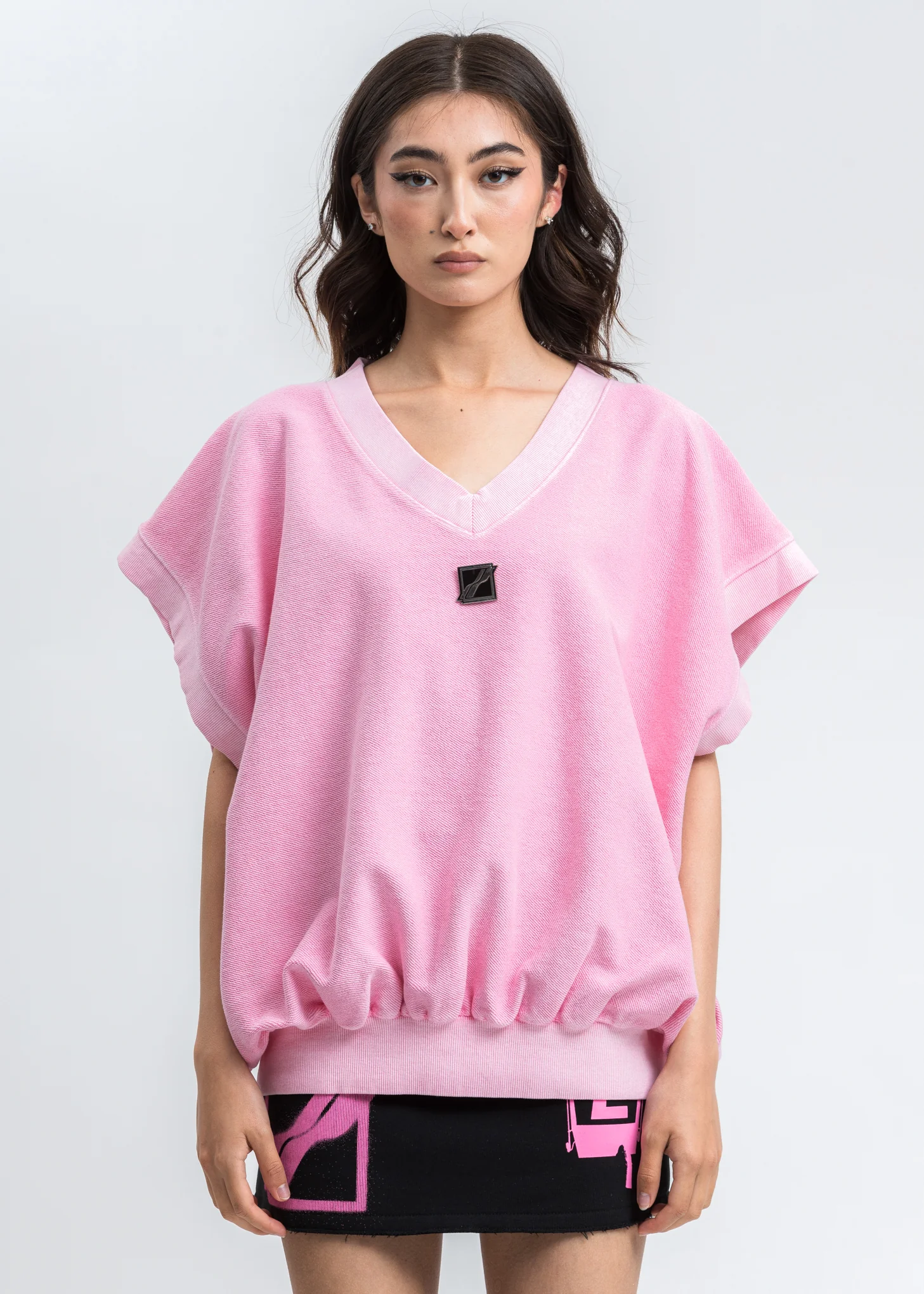 Neon Pink Metal Logo Oversize Vest