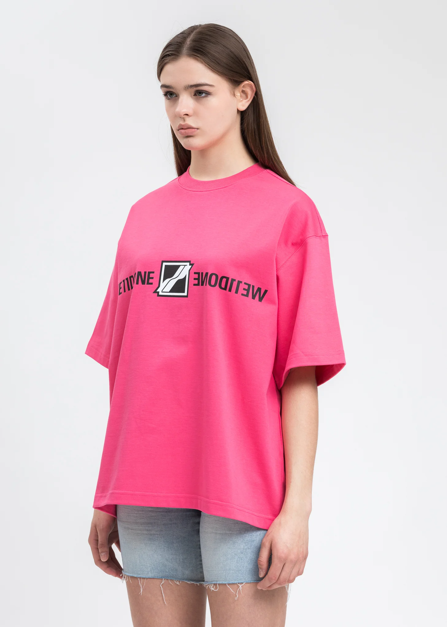 Neon Pink Mirror Logo T-Shirt - Image 2