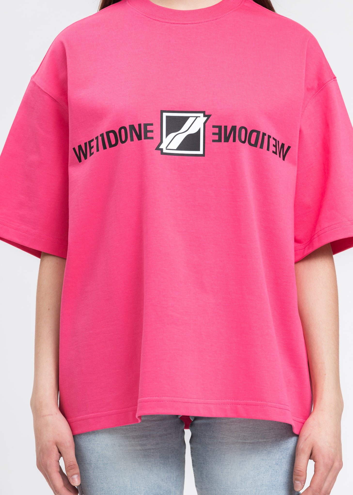 Neon Pink Mirror Logo T-Shirt - Image 4