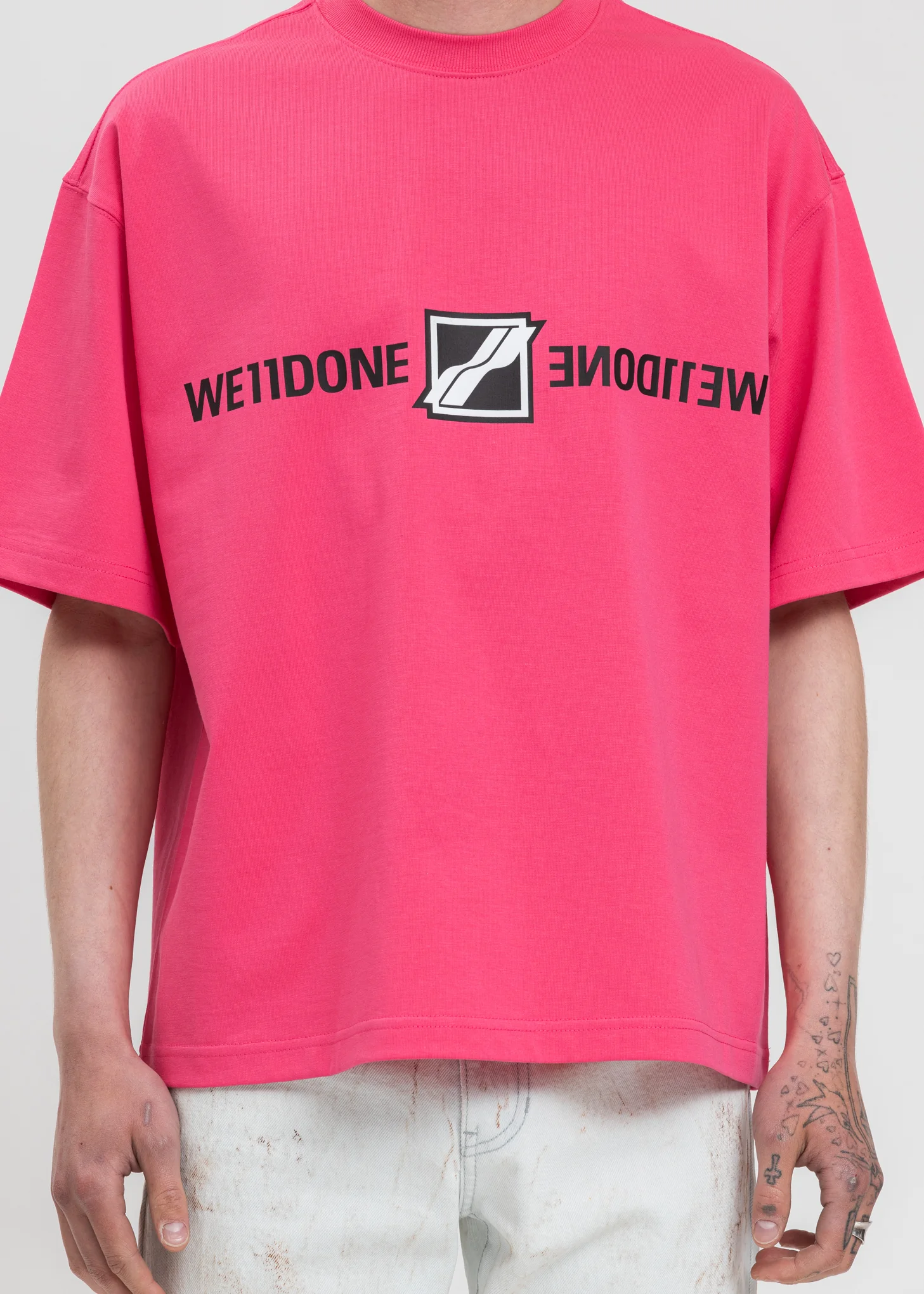 Neon Pink Mirror Logo T-Shirt - Image 4