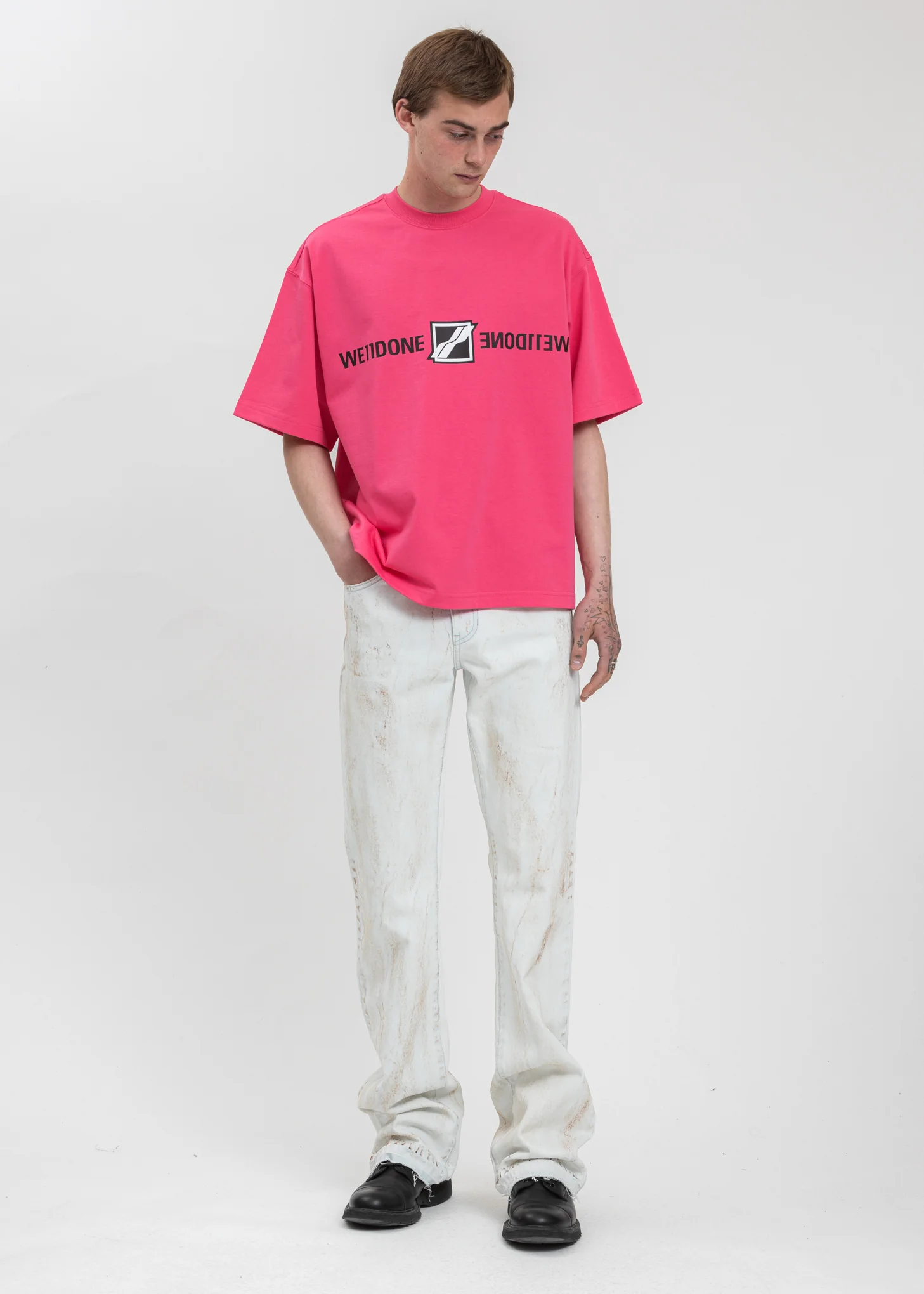 Neon Pink Mirror Logo T-Shirt - Image 5