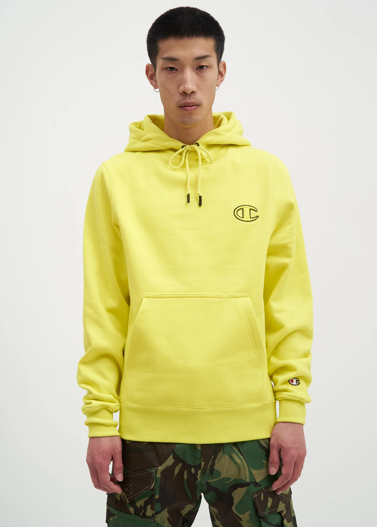 Neon Yellow Embroidery "C" Hoodie
