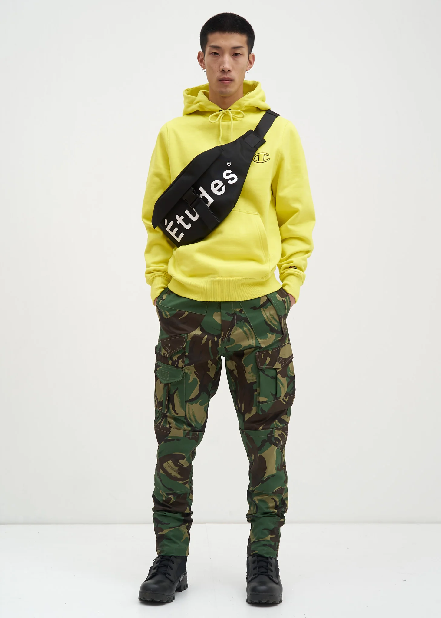 Neon Yellow Embroidery "C" Hoodie - Image 2