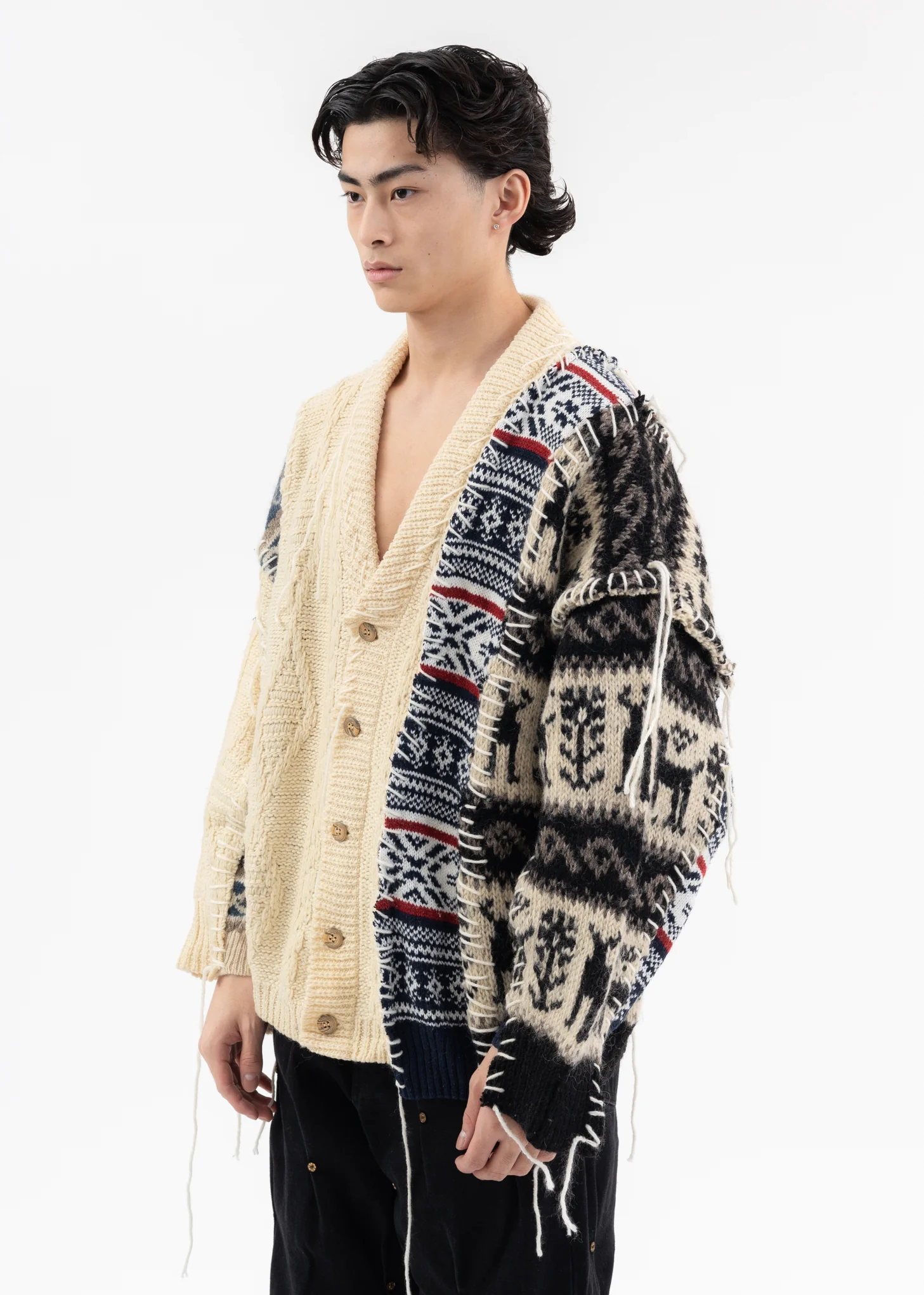 Nordic Collage Knit Cardigan -Style H - Image 3