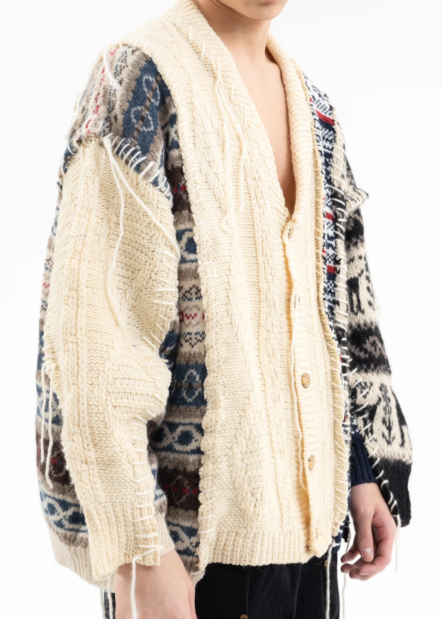 Nordic Collage Knit Cardigan -Style H - Image 4